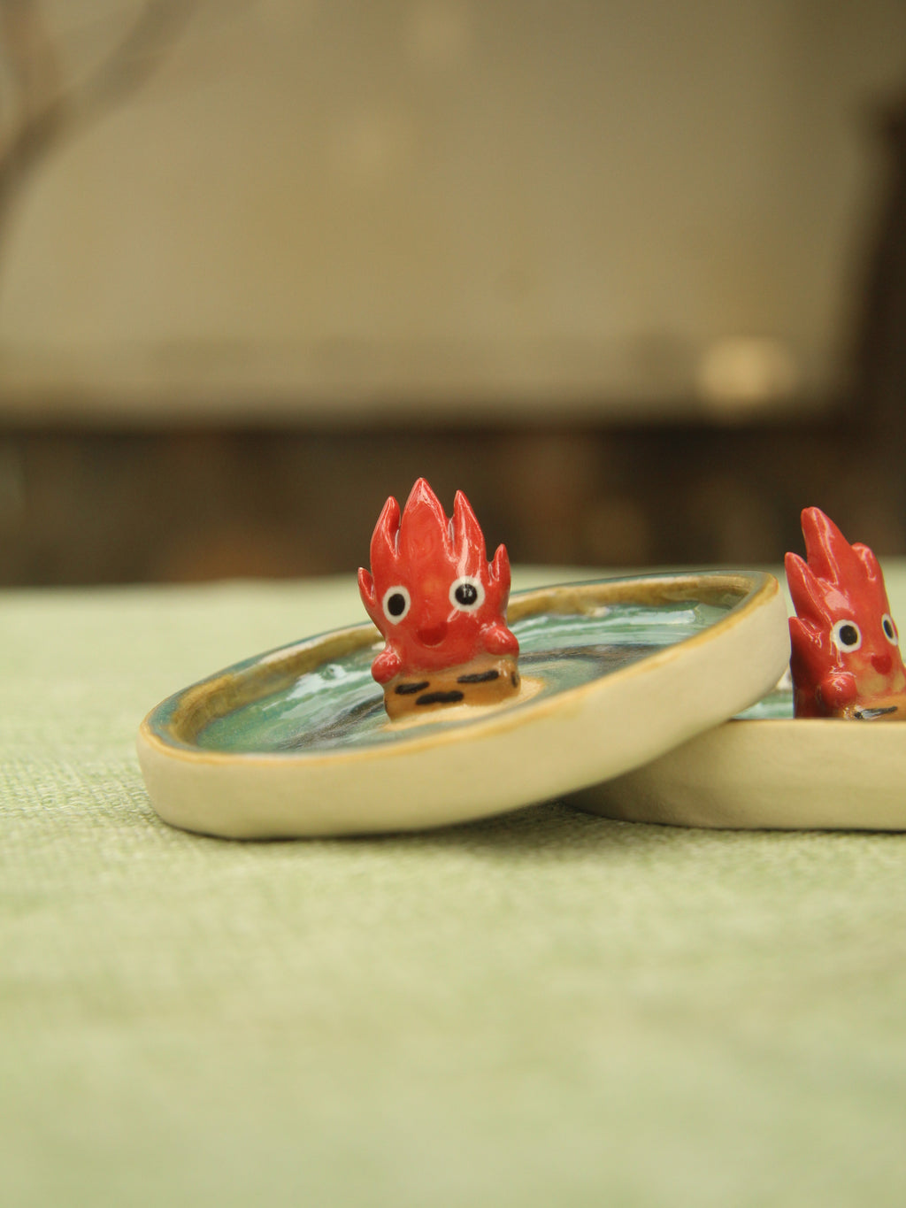 [Pre-order] Fire Demon Handmade Ceramic Rings Dish, Handbuilt Pottery, Cute Gift For Anime Fan, Unique Birthday Gift, Adorable Valentine Gift | Totto Pottery