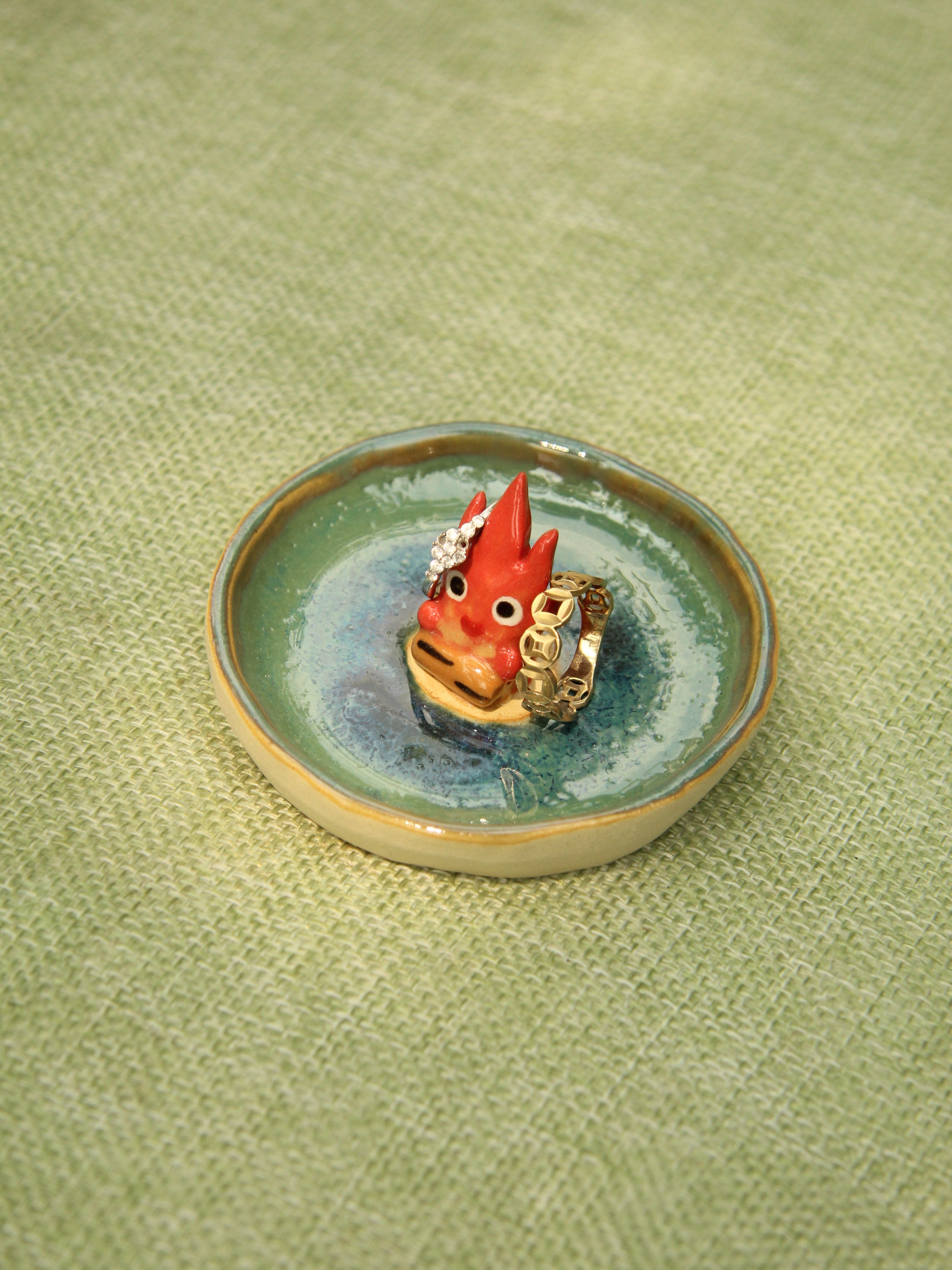 [Pre-order] Fire Demon Handmade Ceramic Rings Dish, Handbuilt Pottery, Cute Gift For Anime Fan, Unique Birthday Gift, Adorable Valentine Gift | Totto Pottery