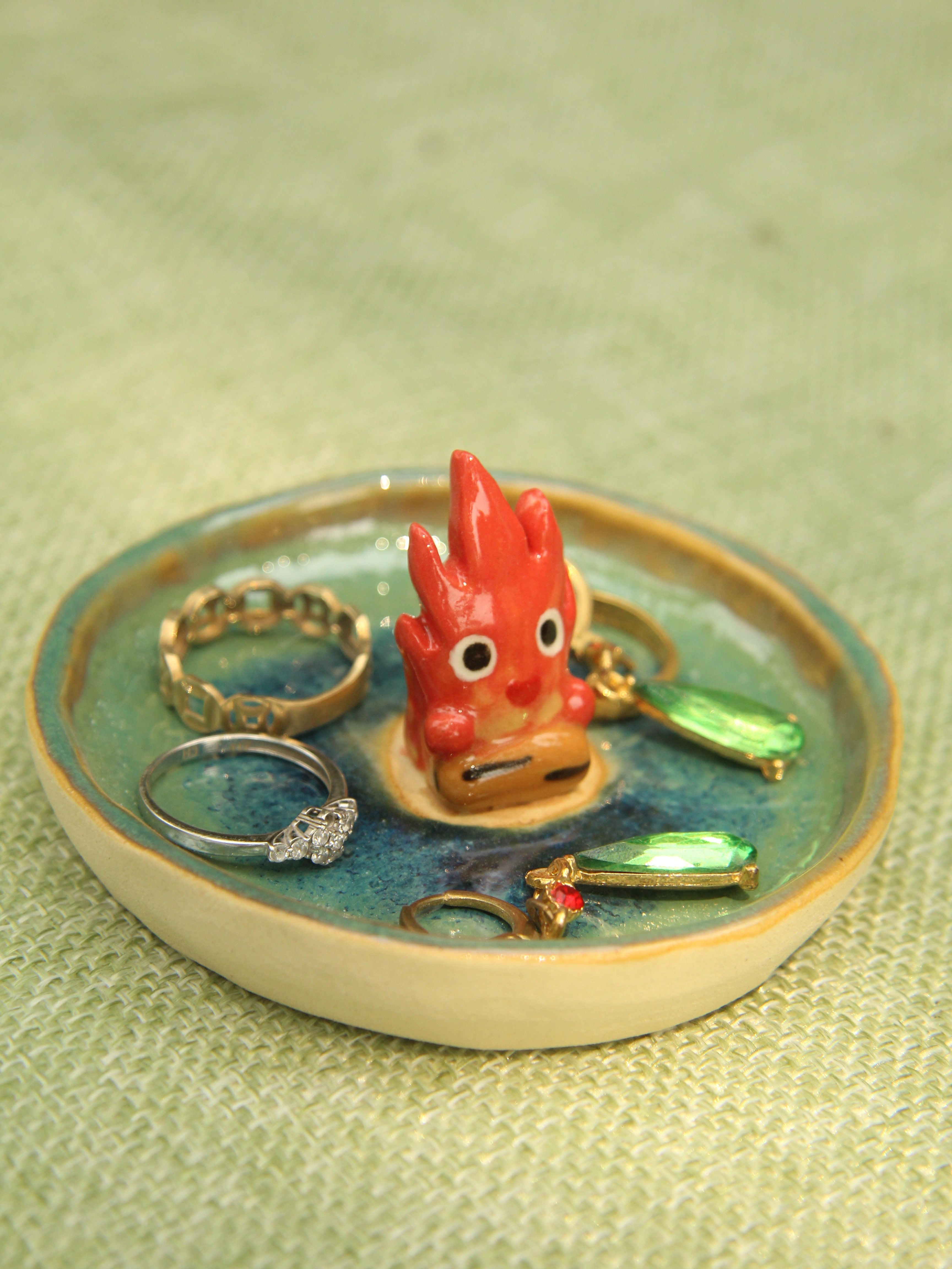 [Pre-order] Fire Demon Handmade Ceramic Rings Dish, Handbuilt Pottery, Cute Gift For Anime Fan, Unique Birthday Gift, Adorable Valentine Gift | Totto Pottery