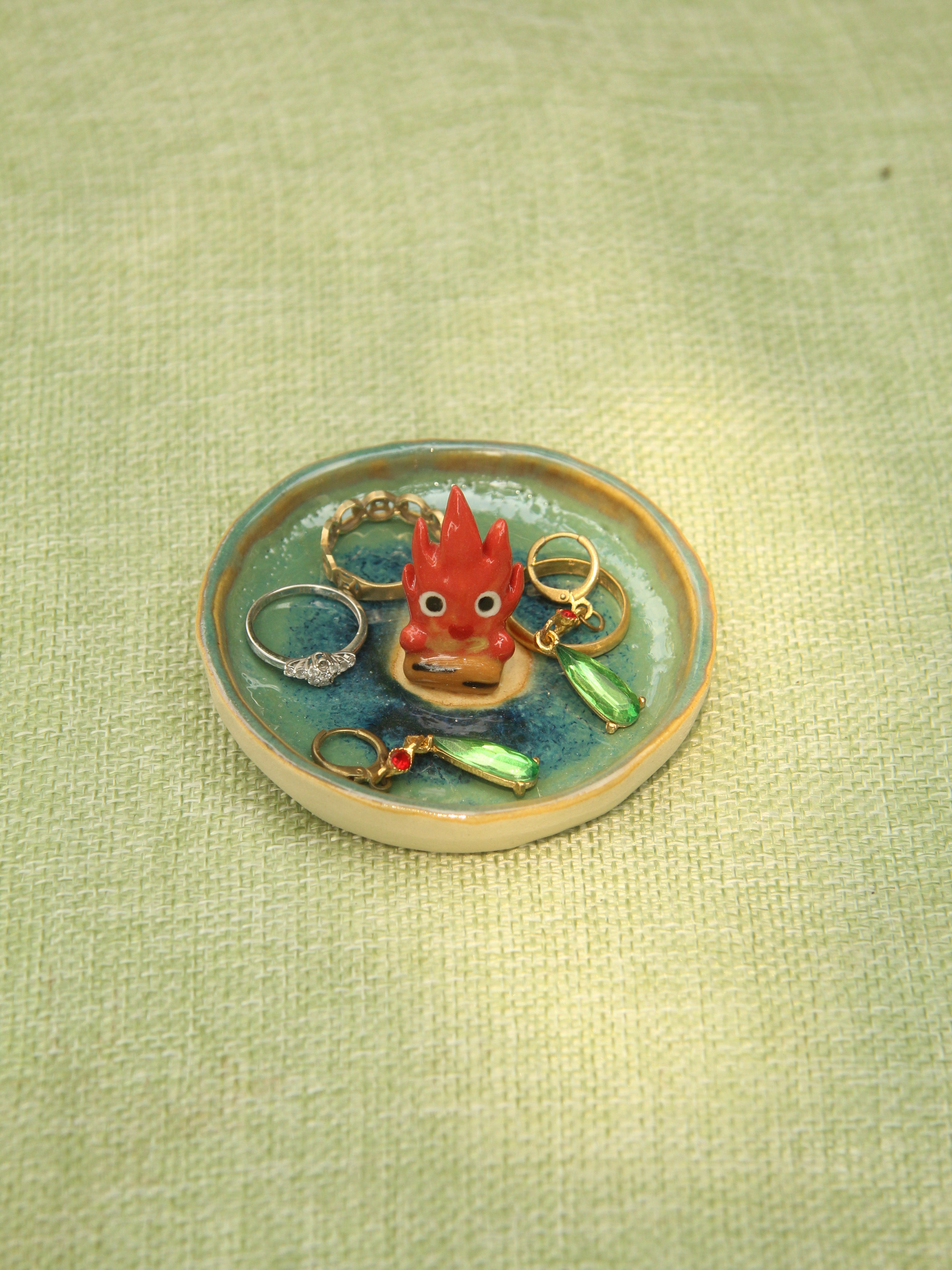 [Pre-order] Fire Demon Handmade Ceramic Rings Dish, Handbuilt Pottery, Cute Gift For Anime Fan, Unique Birthday Gift, Adorable Valentine Gift | Totto Pottery