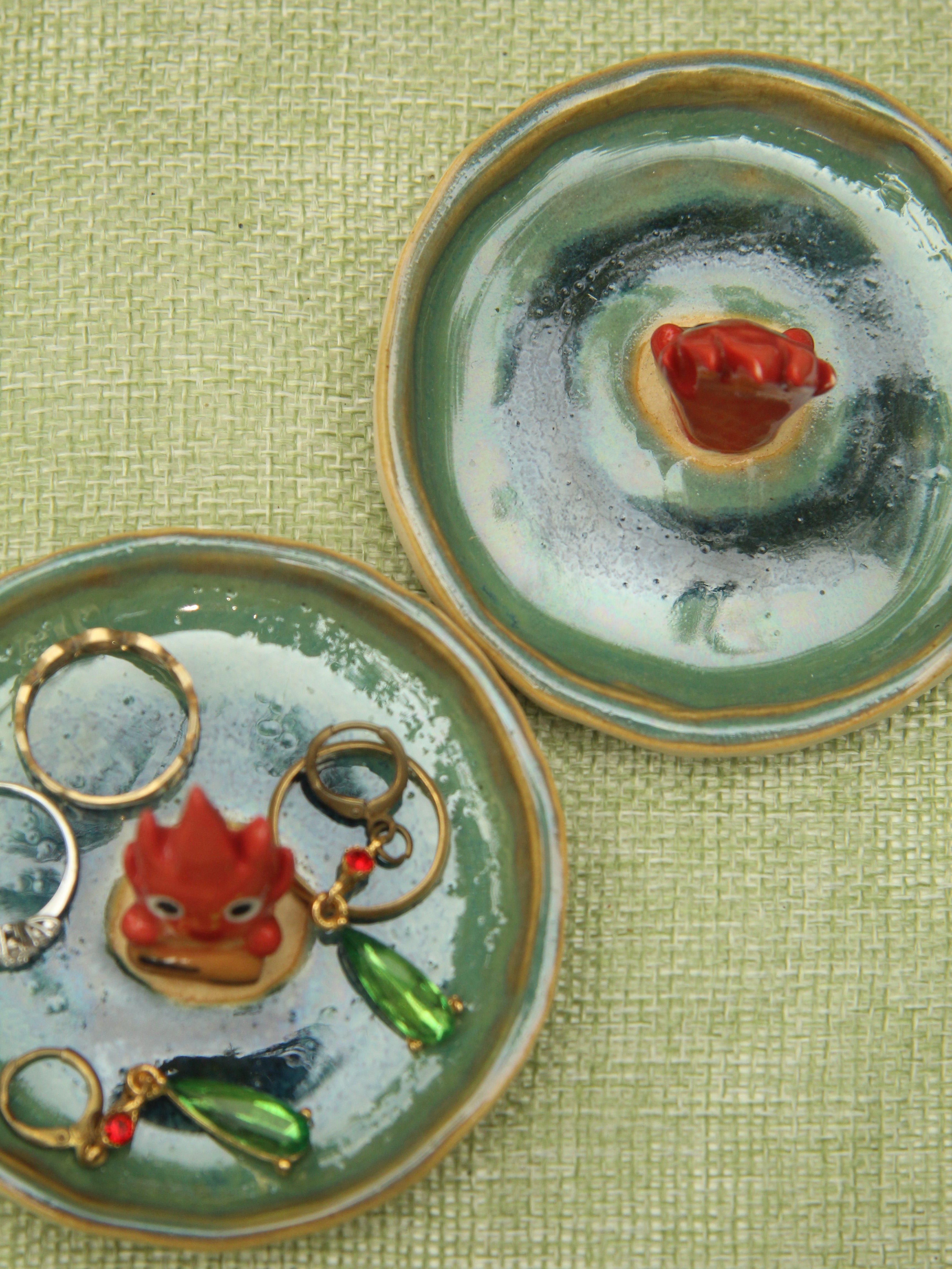 [Pre-order] Fire Demon Handmade Ceramic Rings Dish, Handbuilt Pottery, Cute Gift For Anime Fan, Unique Birthday Gift, Adorable Valentine Gift | Totto Pottery