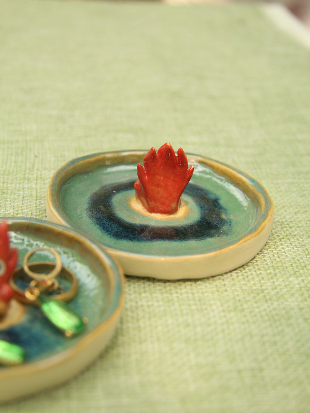 [Pre-order] Fire Demon Handmade Ceramic Rings Dish, Handbuilt Pottery, Cute Gift For Anime Fan, Unique Birthday Gift, Adorable Valentine Gift | Totto Pottery