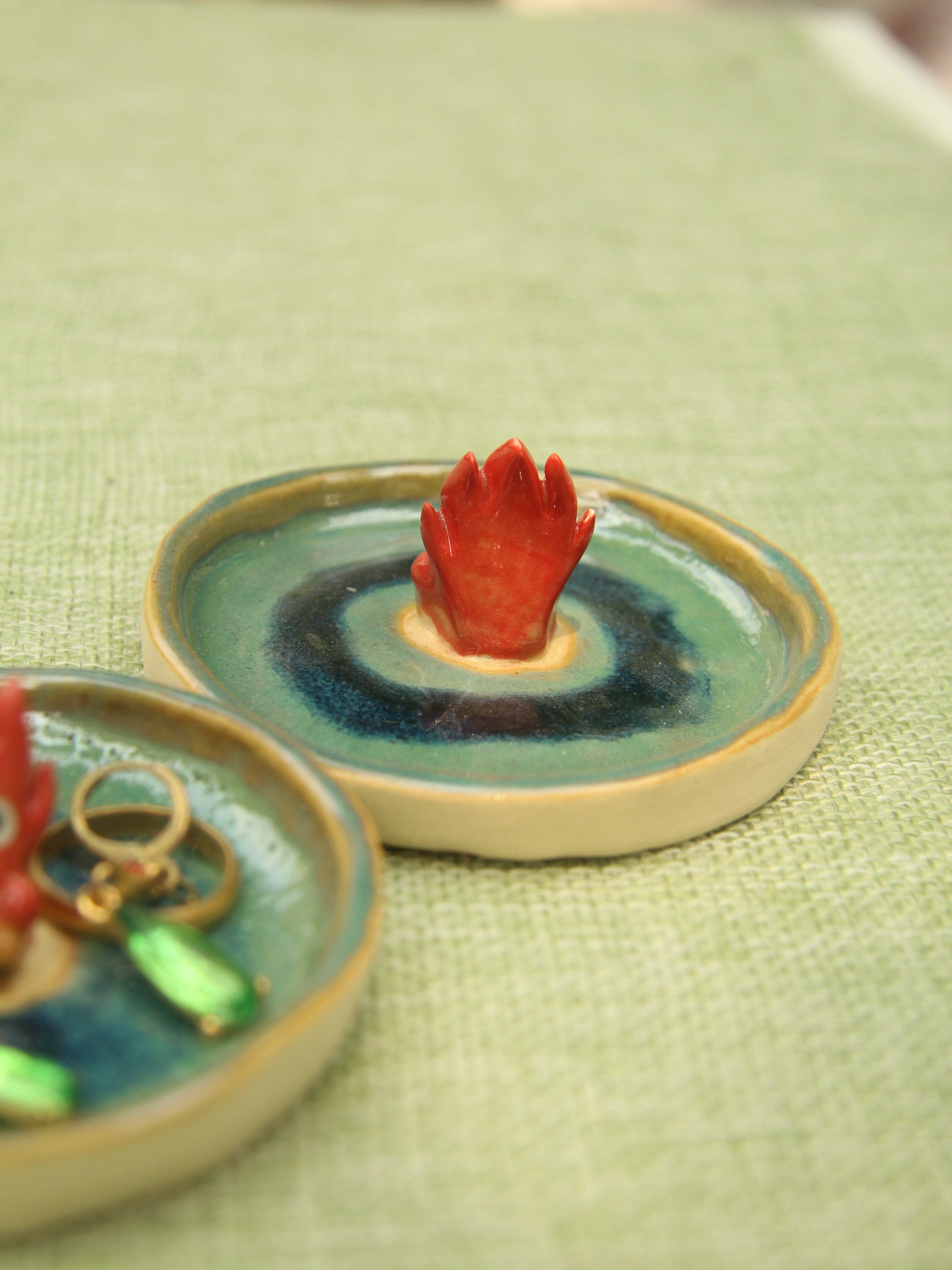 [Pre-order] Fire Demon Handmade Ceramic Rings Dish, Handbuilt Pottery, Cute Gift For Anime Fan, Unique Birthday Gift, Adorable Valentine Gift | Totto Pottery