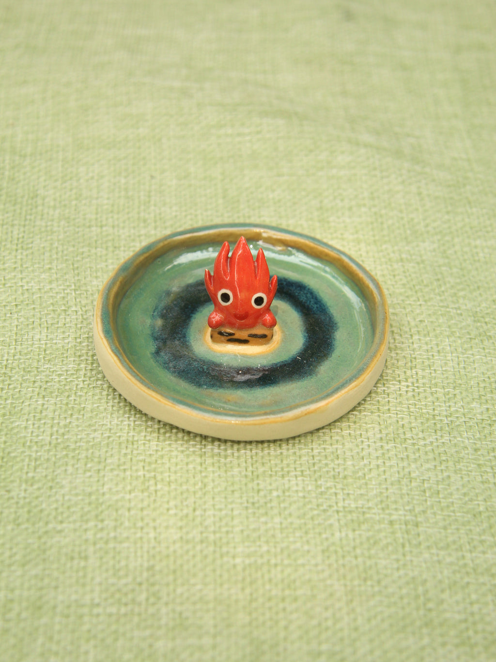 [Pre-order] Fire Demon Handmade Ceramic Rings Dish, Handbuilt Pottery, Cute Gift For Anime Fan, Unique Birthday Gift, Adorable Valentine Gift | Totto Pottery