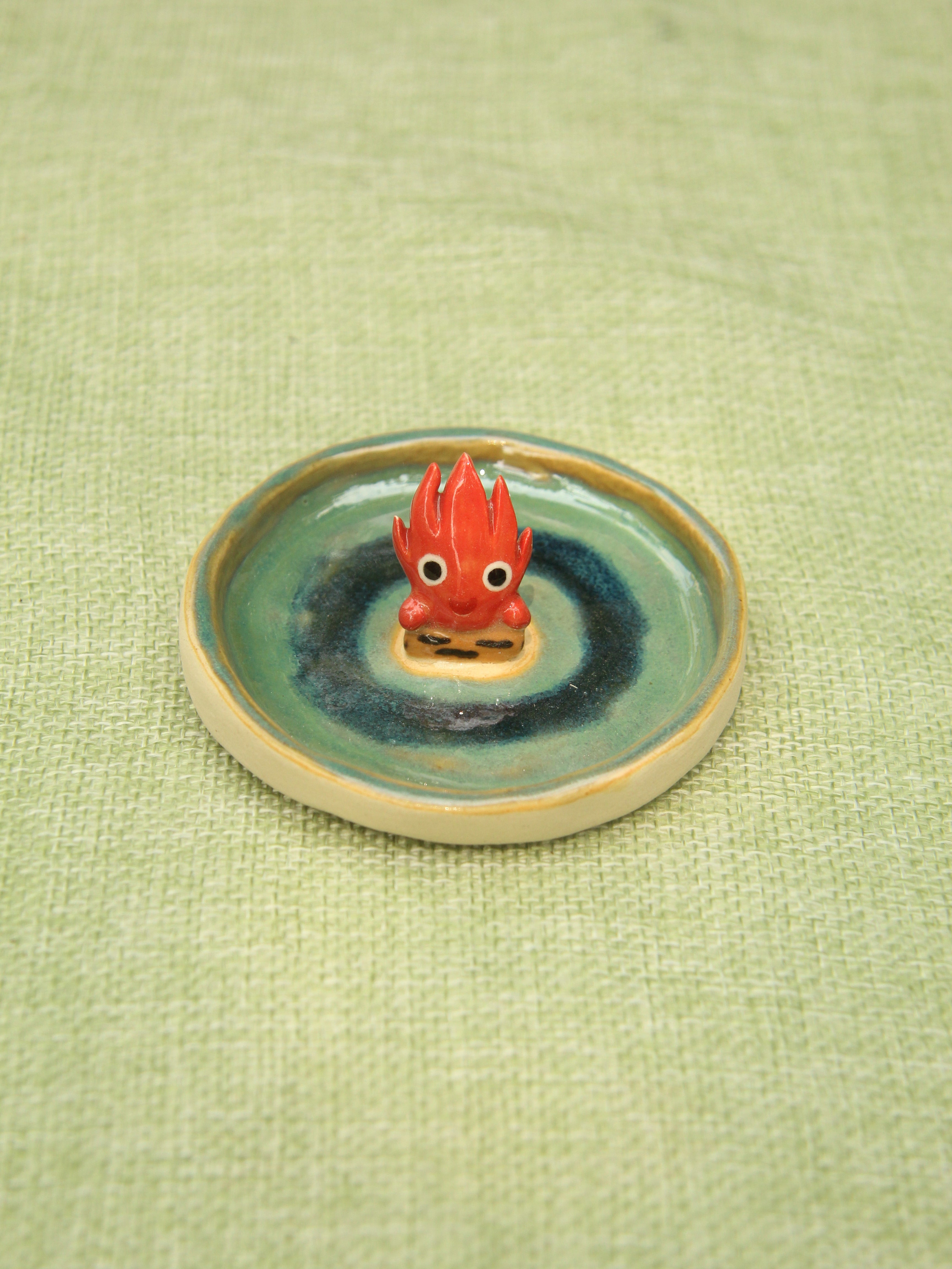 [Pre-order] Fire Demon Handmade Ceramic Rings Dish, Handbuilt Pottery, Cute Gift For Anime Fan, Unique Birthday Gift, Adorable Valentine Gift | Totto Pottery