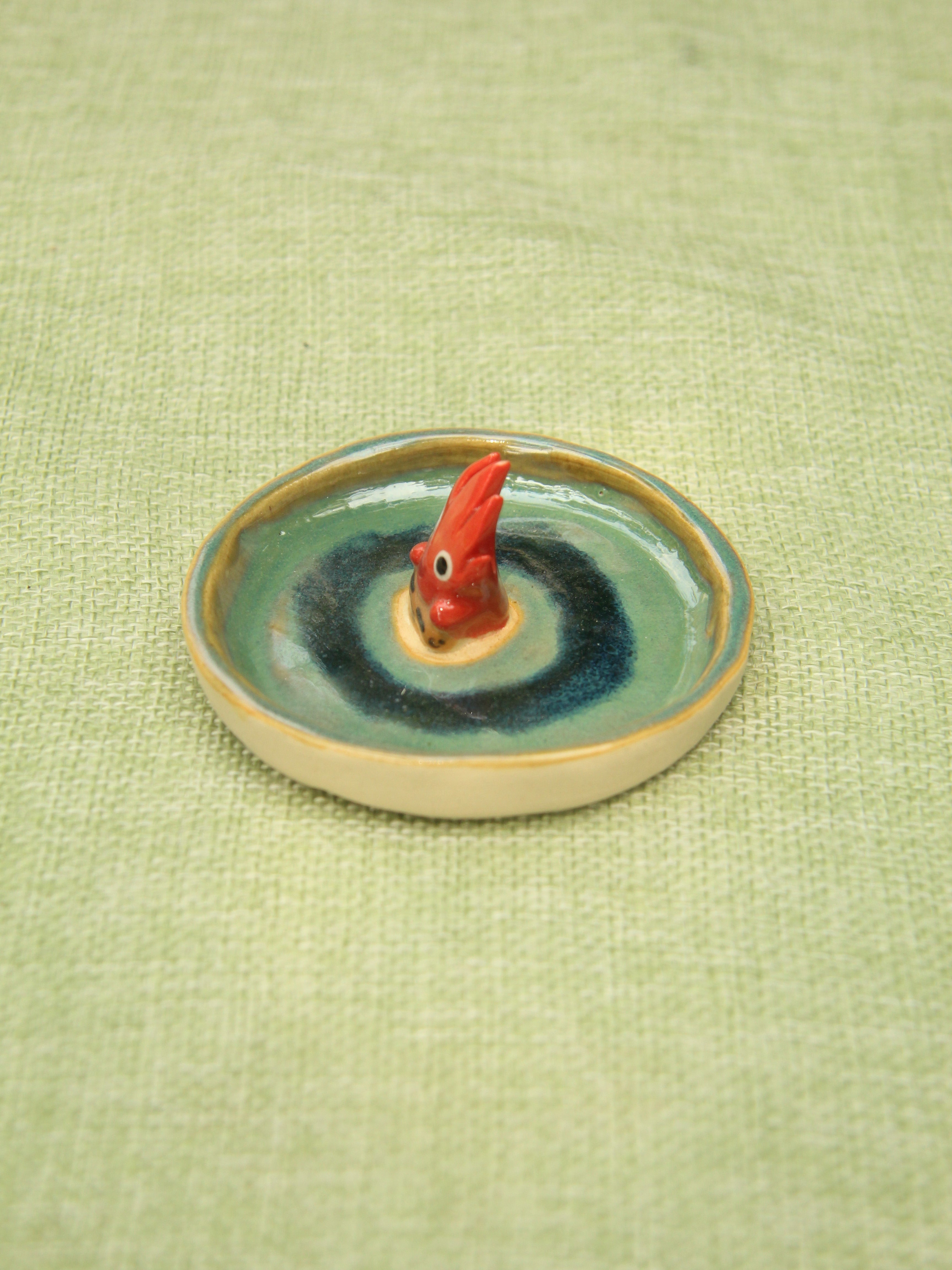 [Pre-order] Fire Demon Handmade Ceramic Rings Dish, Handbuilt Pottery, Cute Gift For Anime Fan, Unique Birthday Gift, Adorable Valentine Gift | Totto Pottery
