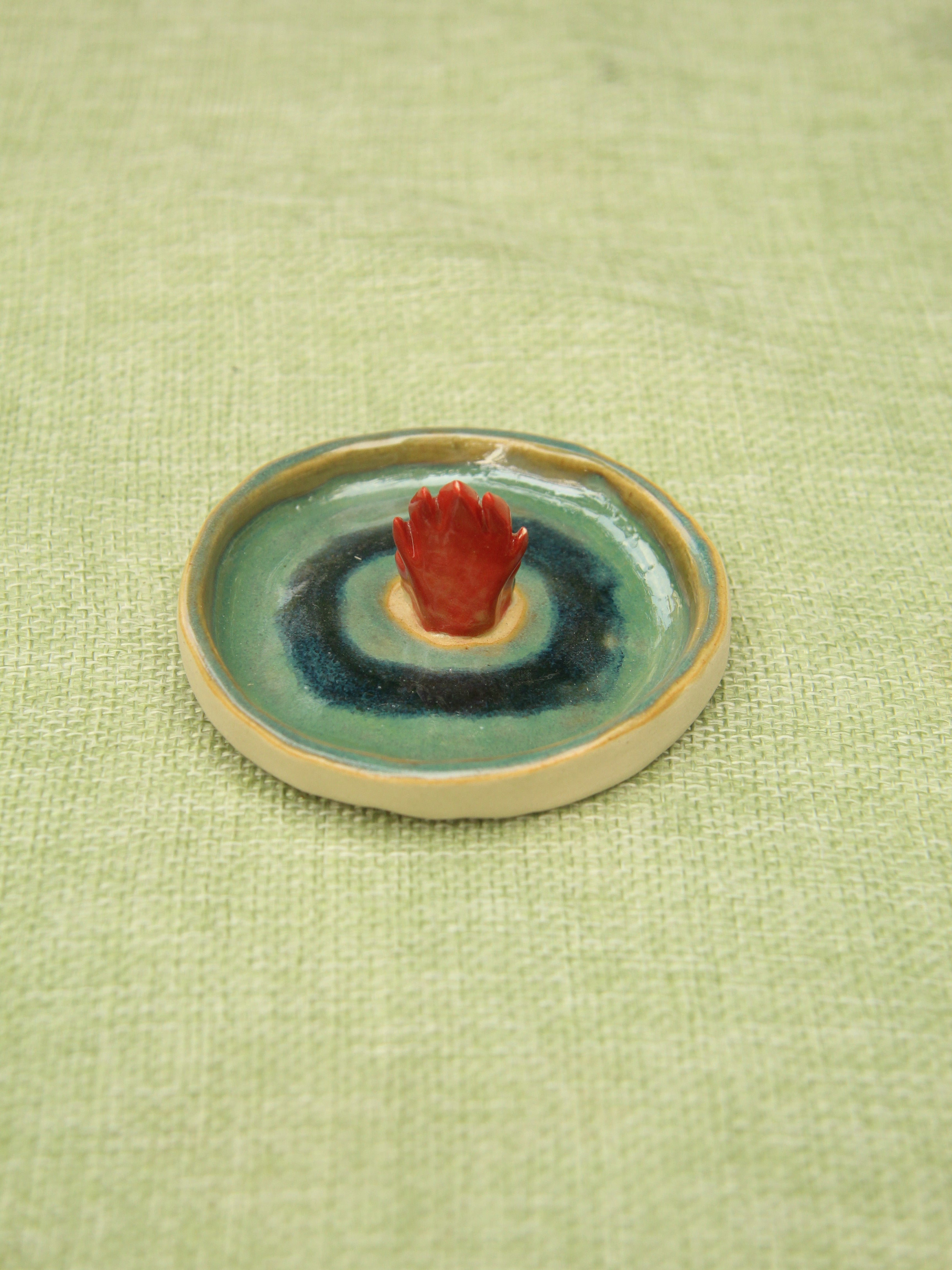 [Pre-order] Fire Demon Handmade Ceramic Rings Dish, Handbuilt Pottery, Cute Gift For Anime Fan, Unique Birthday Gift, Adorable Valentine Gift | Totto Pottery