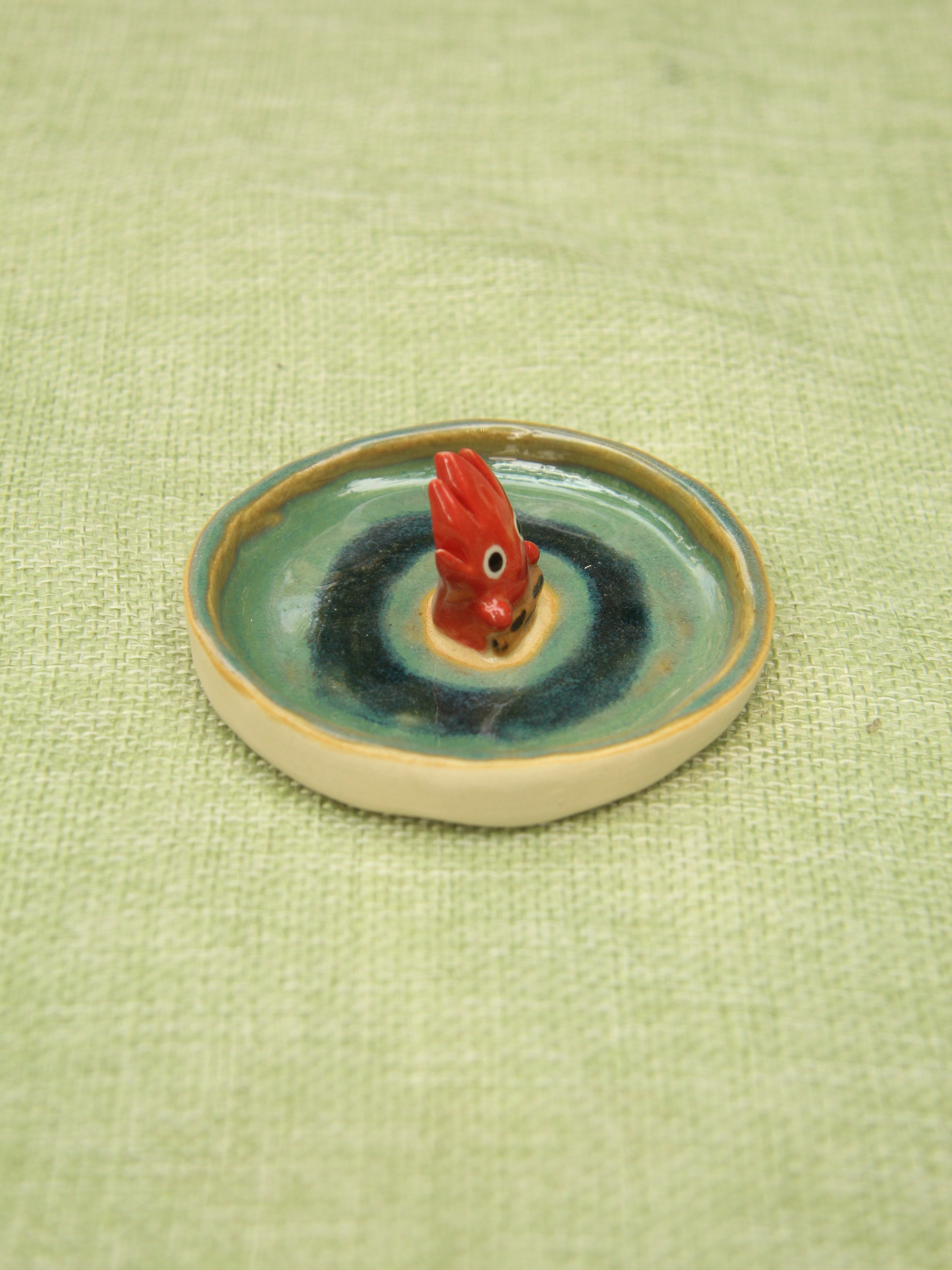 [Pre-order] Fire Demon Handmade Ceramic Rings Dish, Handbuilt Pottery, Cute Gift For Anime Fan, Unique Birthday Gift, Adorable Valentine Gift | Totto Pottery