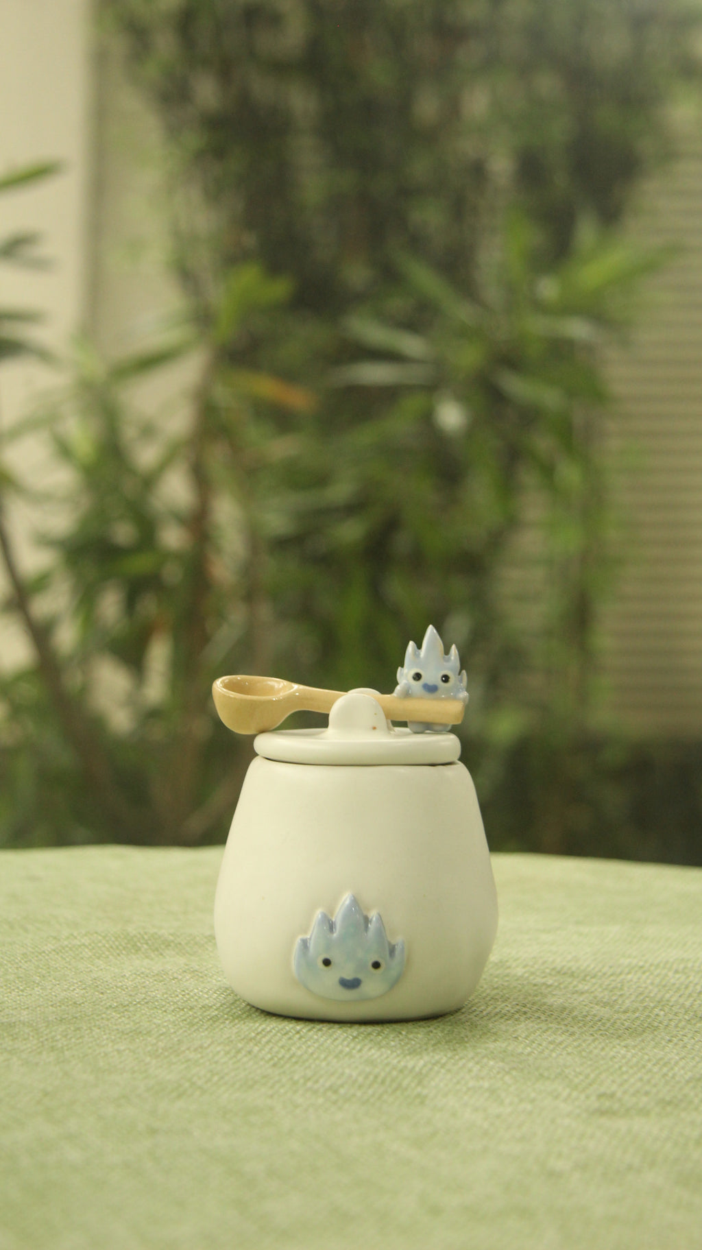 [Pre-order] Fire Demon Handmade Ceramic Spice Jar With Lid, Handbuilt Pottery, Cute Gift For Anime Fan, Unique Birthday Gift, Adorable Valentine Gift | Totto Pottery