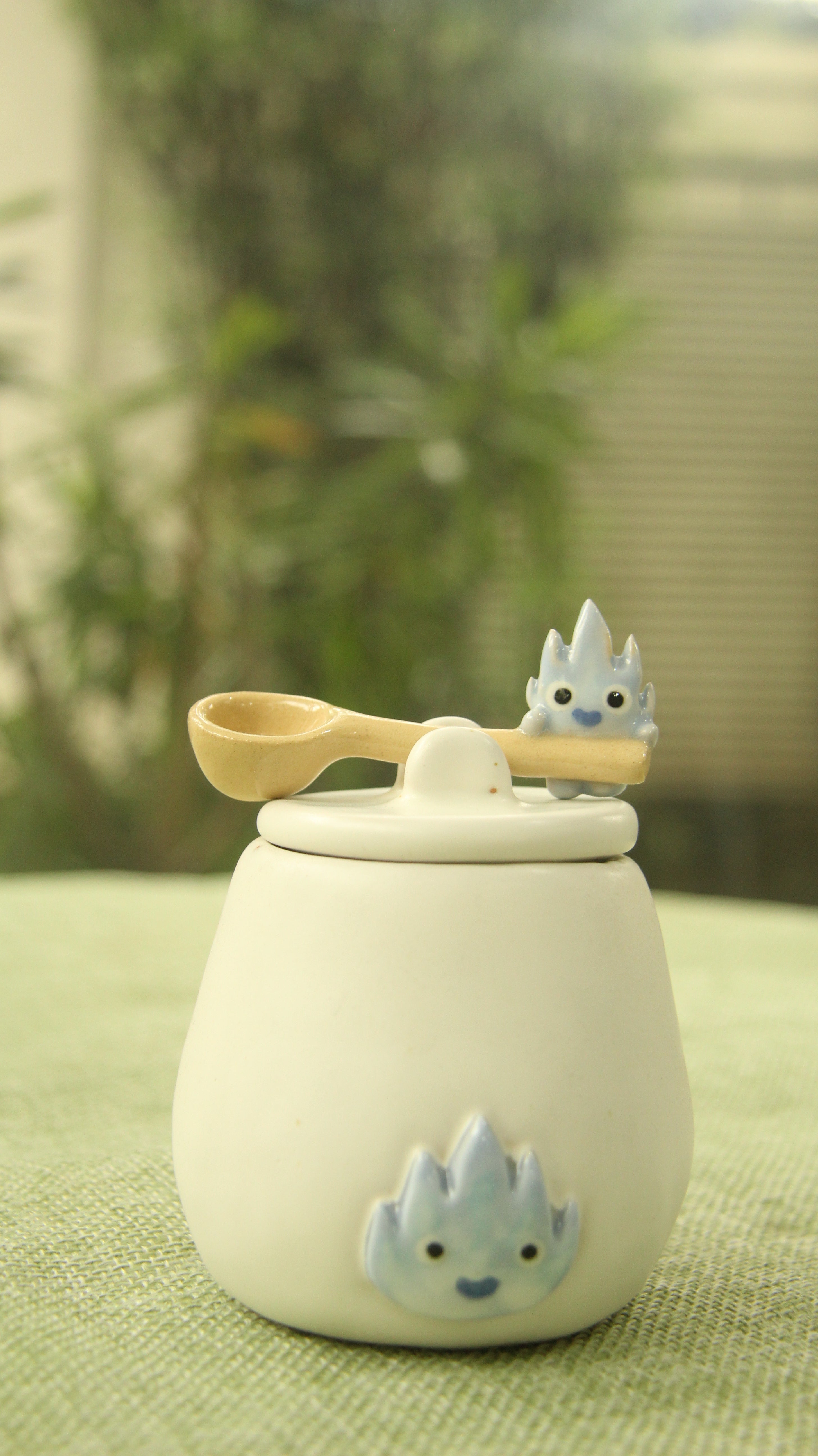 [Pre-order] Fire Demon Handmade Ceramic Spice Jar With Lid, Handbuilt Pottery, Cute Gift For Anime Fan, Unique Birthday Gift, Adorable Valentine Gift | Totto Pottery