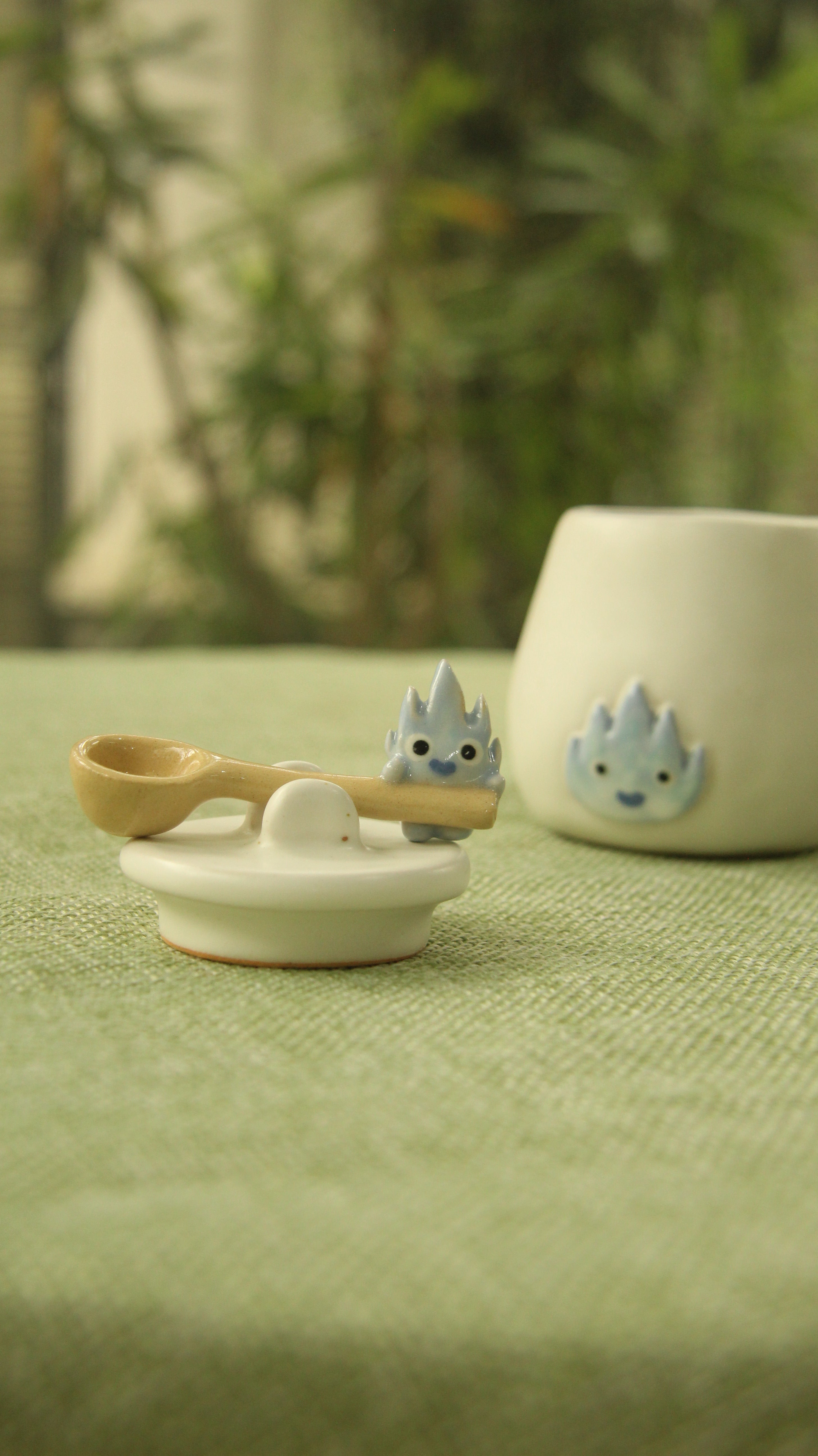 [Pre-order] Fire Demon Handmade Ceramic Spice Jar With Lid, Handbuilt Pottery, Cute Gift For Anime Fan, Unique Birthday Gift, Adorable Valentine Gift | Totto Pottery