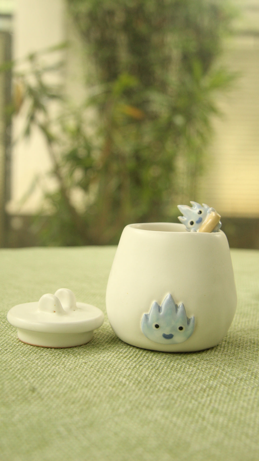 [Pre-order] Fire Demon Handmade Ceramic Spice Jar With Lid, Handbuilt Pottery, Cute Gift For Anime Fan, Unique Birthday Gift, Adorable Valentine Gift | Totto Pottery