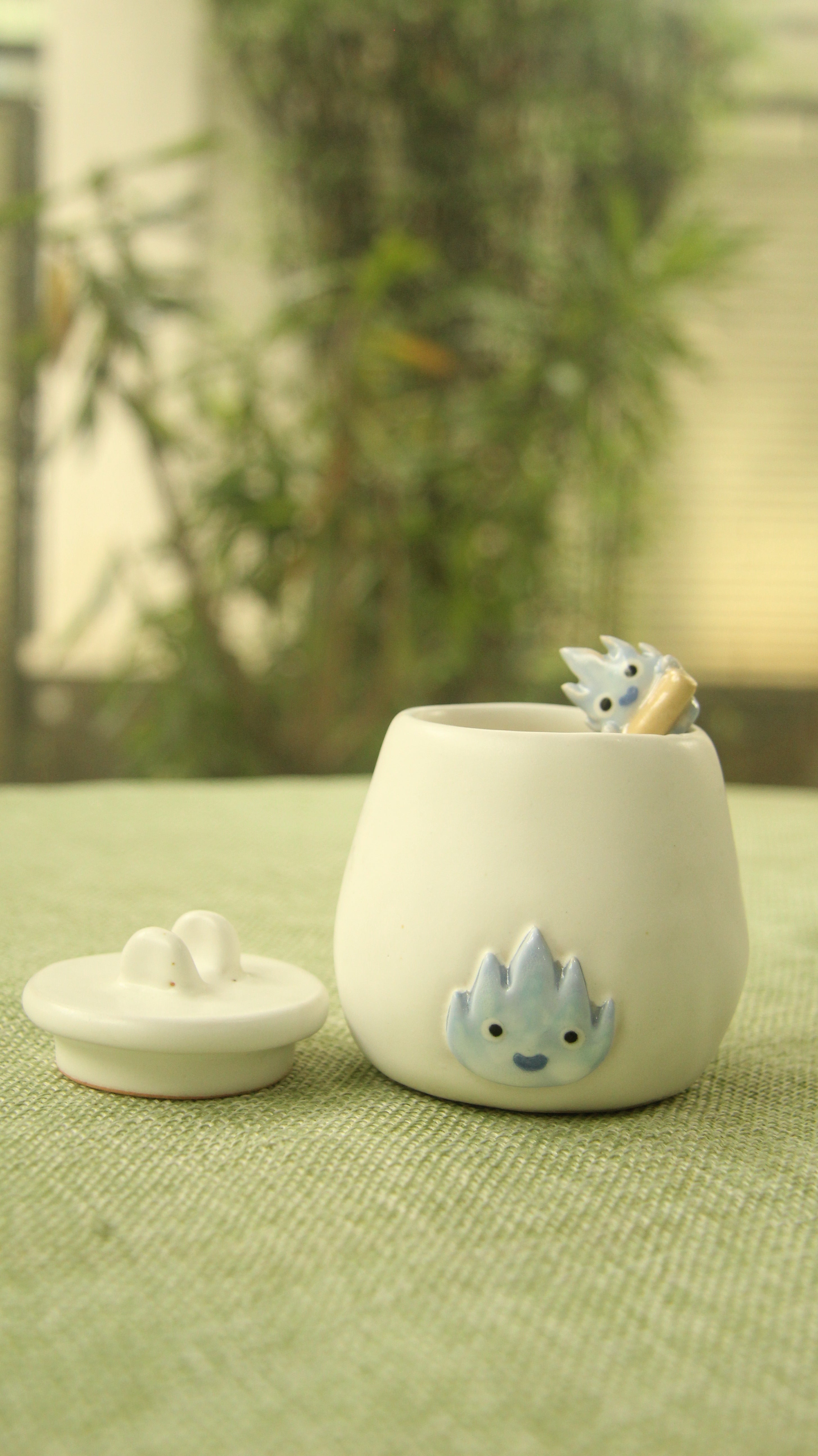 [Pre-order] Fire Demon Handmade Ceramic Spice Jar With Lid, Handbuilt Pottery, Cute Gift For Anime Fan, Unique Birthday Gift, Adorable Valentine Gift | Totto Pottery