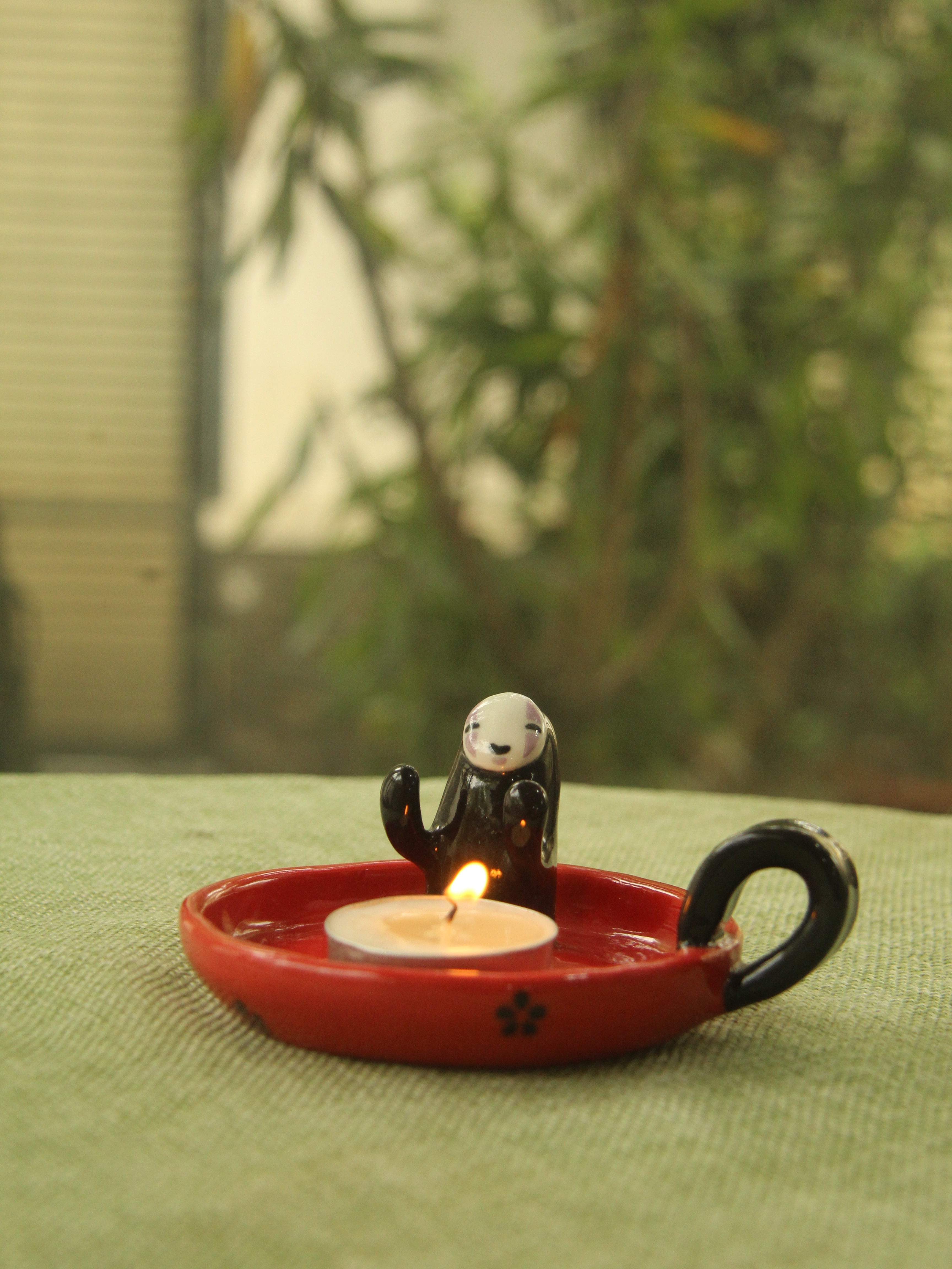 [Pre-order] Faceless Handmade Ceramic Candle Holder, Handbuilt Pottery, Cute Gift For Anime Fan, Unique Birthday Gift, Adorable Valentine Gift | Totto Pottery