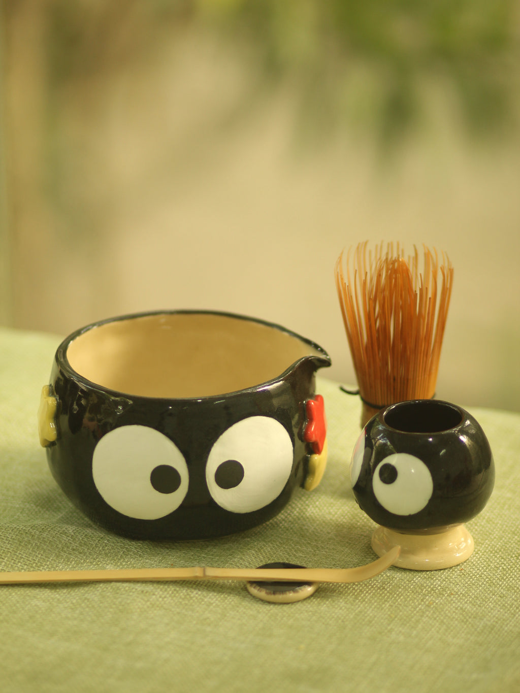 [Pre-order] Set Soot Handmade Ceramic Matcha Bowl, Handbuilt Pottery, Cute Gift For Anime Fan, Unique Birthday Gift, Adorable Valentine Gift | Totto Pottery