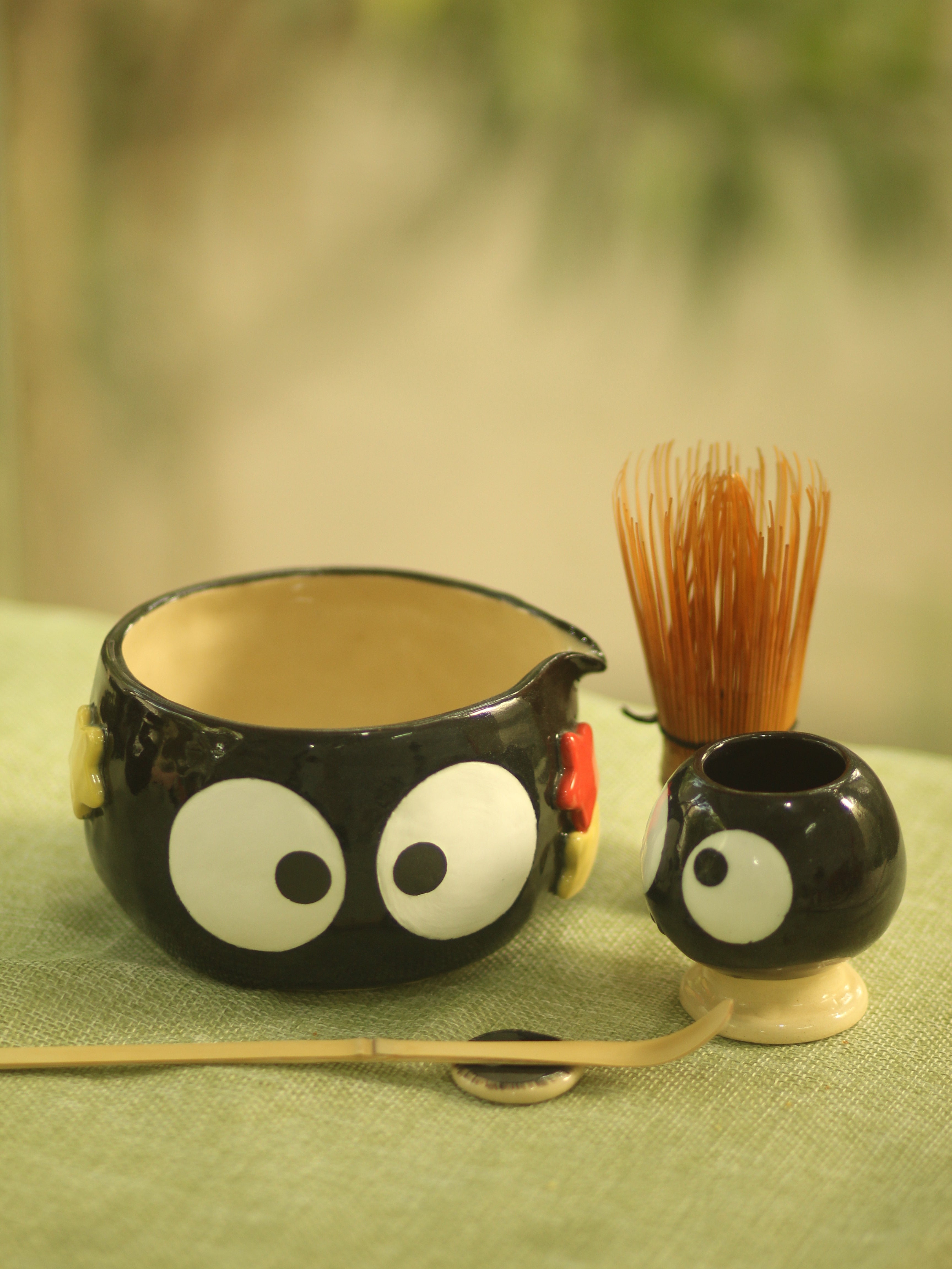 [Pre-order] Set Soot Handmade Ceramic Matcha Bowl, Handbuilt Pottery, Cute Gift For Anime Fan, Unique Birthday Gift, Adorable Valentine Gift | Totto Pottery