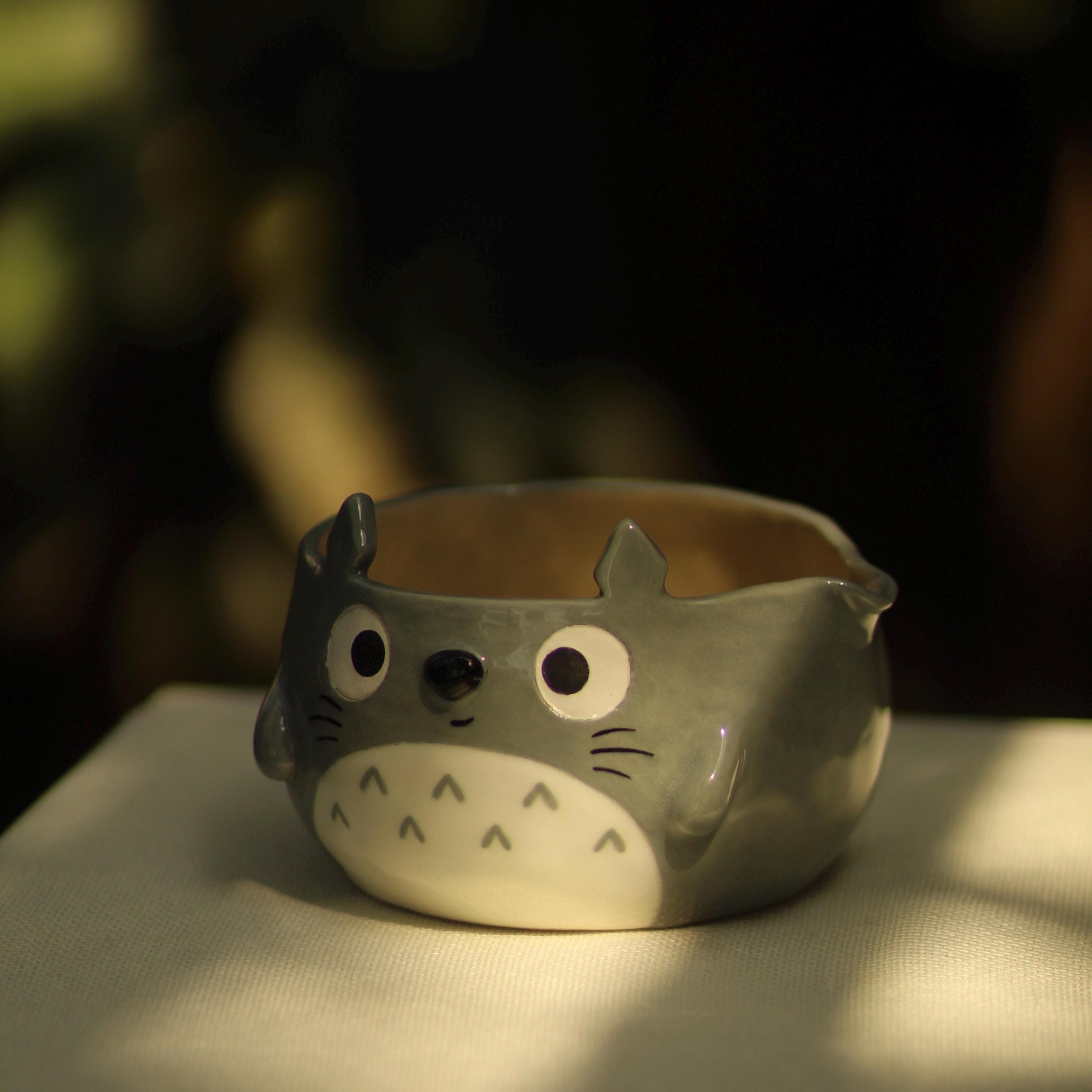 [Pre-order] Set Forest Spirit Handmade Ceramic Matcha Bowl, Handbuilt Pottery, Cute Gift For Anime Fan, Unique Birthday Gift, Adorable Valentine Gift | Totto Pottery