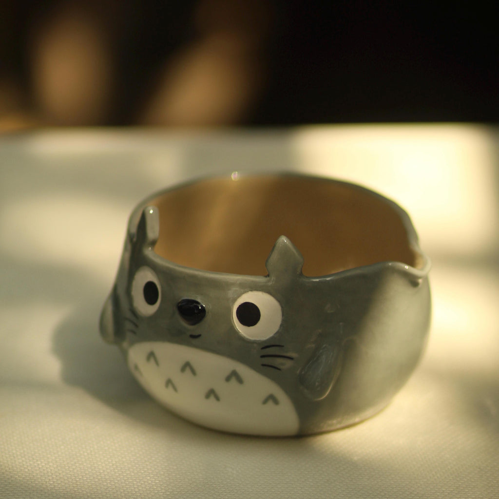 [Pre-order] Set Forest Spirit Handmade Ceramic Matcha Bowl, Handbuilt Pottery, Cute Gift For Anime Fan, Unique Birthday Gift, Adorable Valentine Gift | Totto Pottery