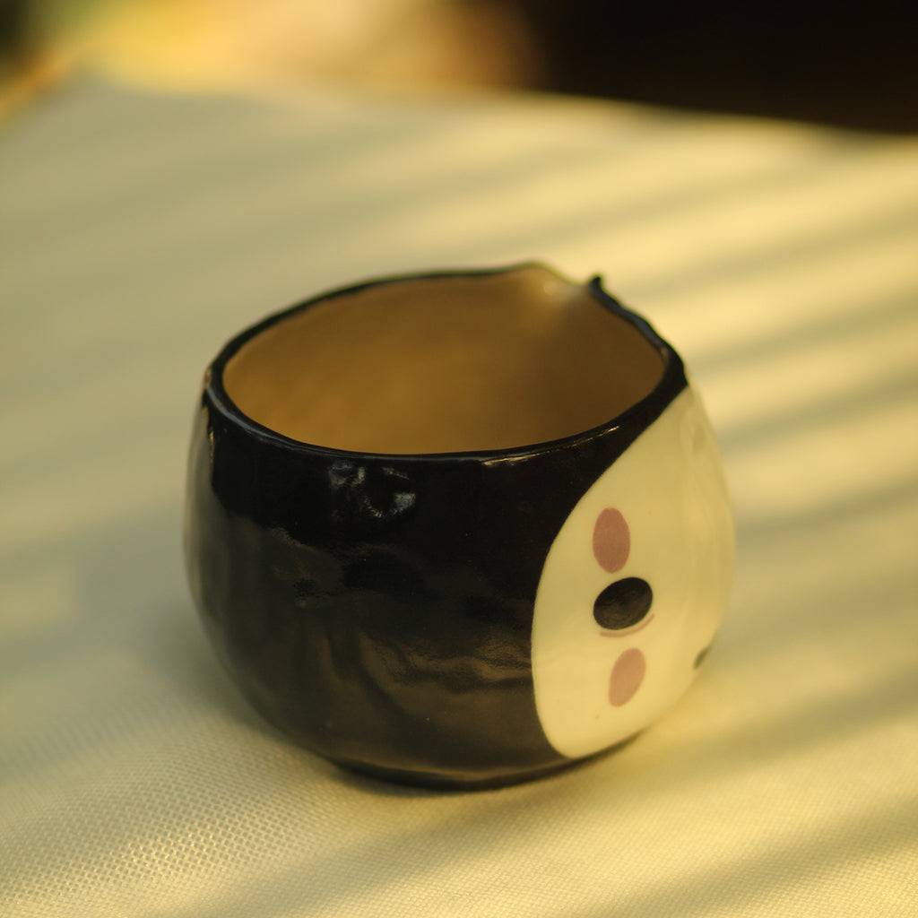 [Pre-order] Set Faceless Handmade Ceramic Matcha Bowl, Handbuilt Pottery, Cute Gift For Anime Fan, Unique Birthday Gift, Adorable Valentine Gift | Totto Pottery
