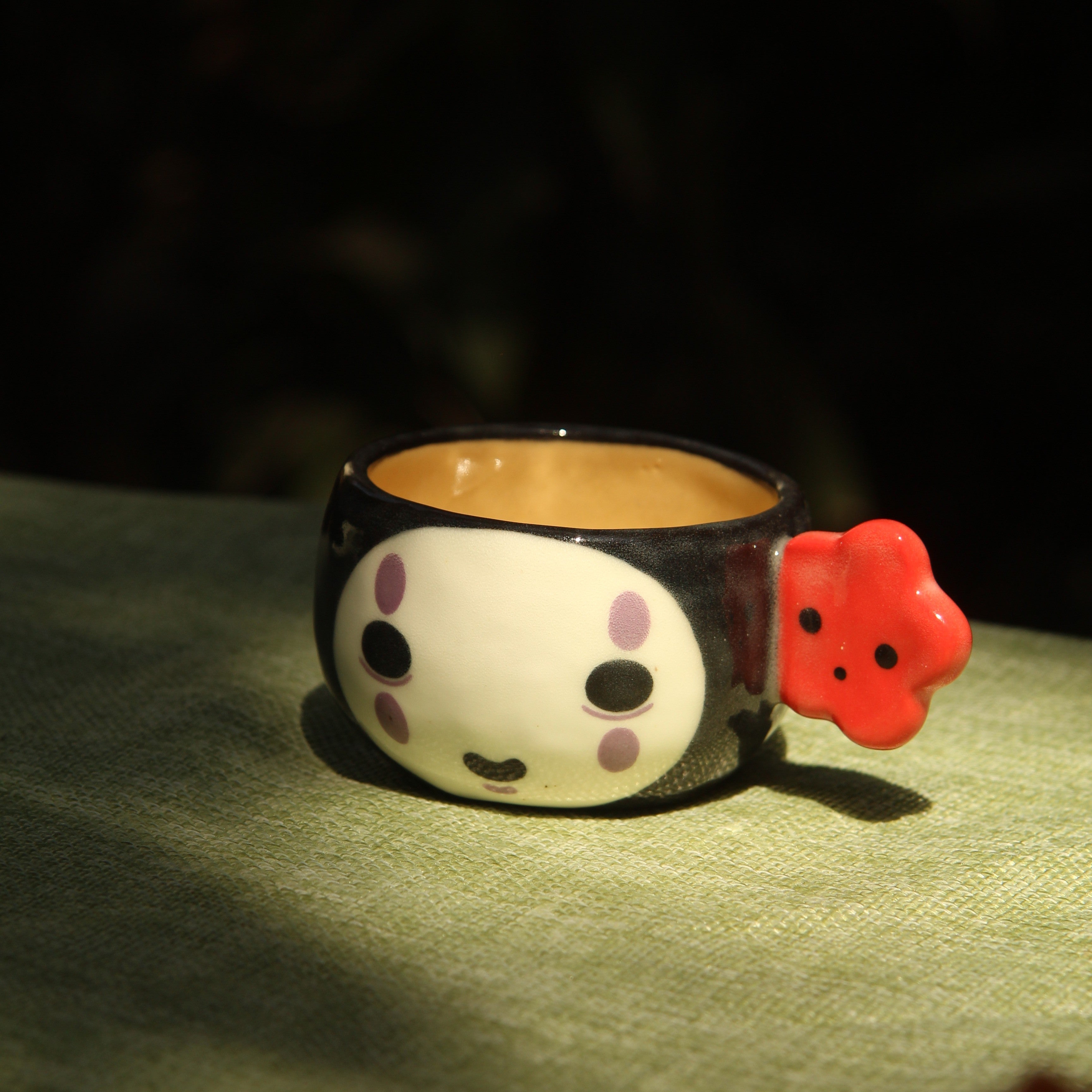 [Pre-order] Faceless Handmade Ceramic Espresso Cup, Handbuilt Pottery, Cute Gift For Anime Fan, Unique Birthday Gift, Adorable Valentine Gift | Totto Pottery
