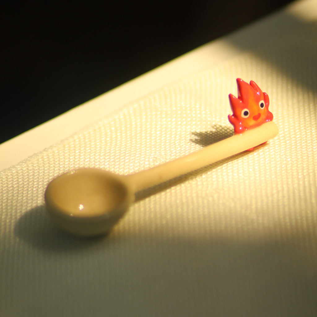 [Pre-order] Fire Demon Handmade Ceramic Spoon, Handbuilt Pottery, Cute Gift For Anime Fan, Unique Birthday Gift, Adorable Valentine Gift | Totto Pottery