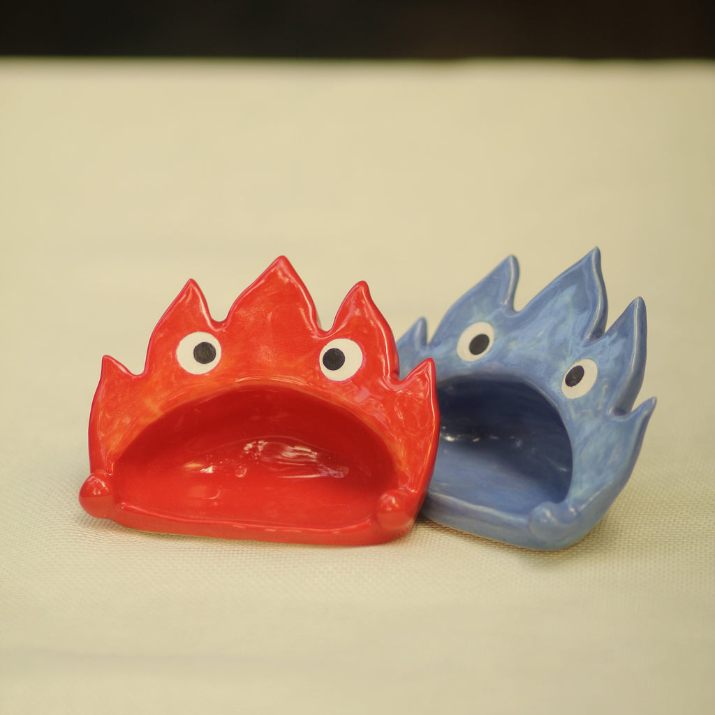 [Pre-order] Fire Demon Handmade Ceramic Spoon Rest, Handbuilt Pottery, Cute Gift For Anime Fan, Unique Birthday Gift, Adorable Valentine Gift | Totto Pottery