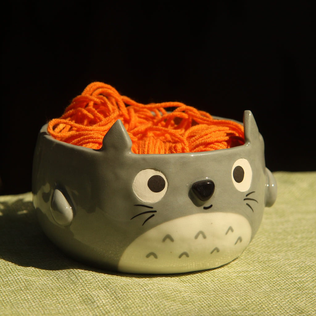 [Pre-order] Forest Spirit Handmade Ceramic Yarn Bowl, Handbuilt Pottery, Cute Gift For Anime Fan, Unique Birthday Gift, Adorable Valentine Gift | Totto Pottery