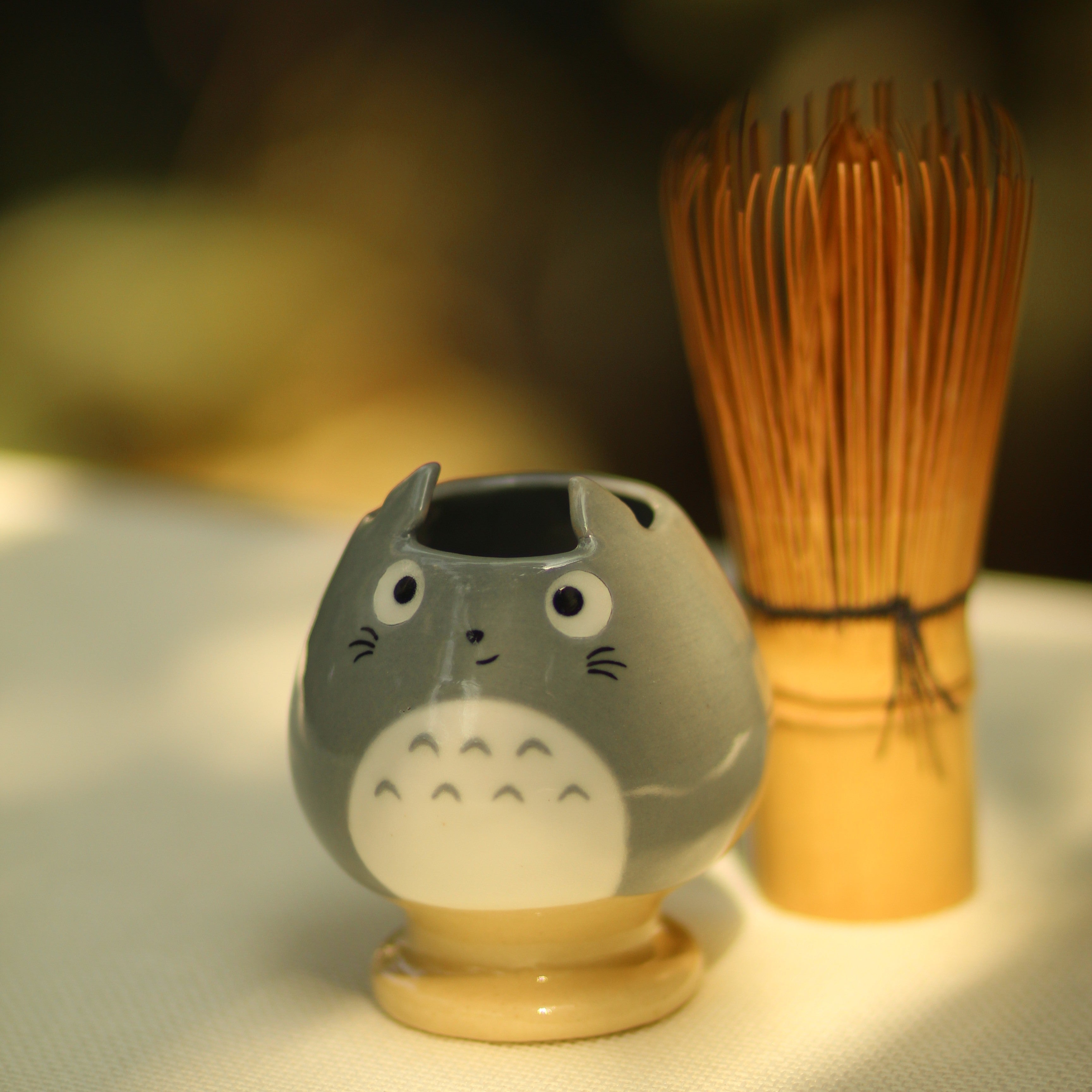 [Pre-order] Set Forest Spirit Handmade Ceramic Matcha Bowl, Handbuilt Pottery, Cute Gift For Anime Fan, Unique Birthday Gift, Adorable Valentine Gift | Totto Pottery