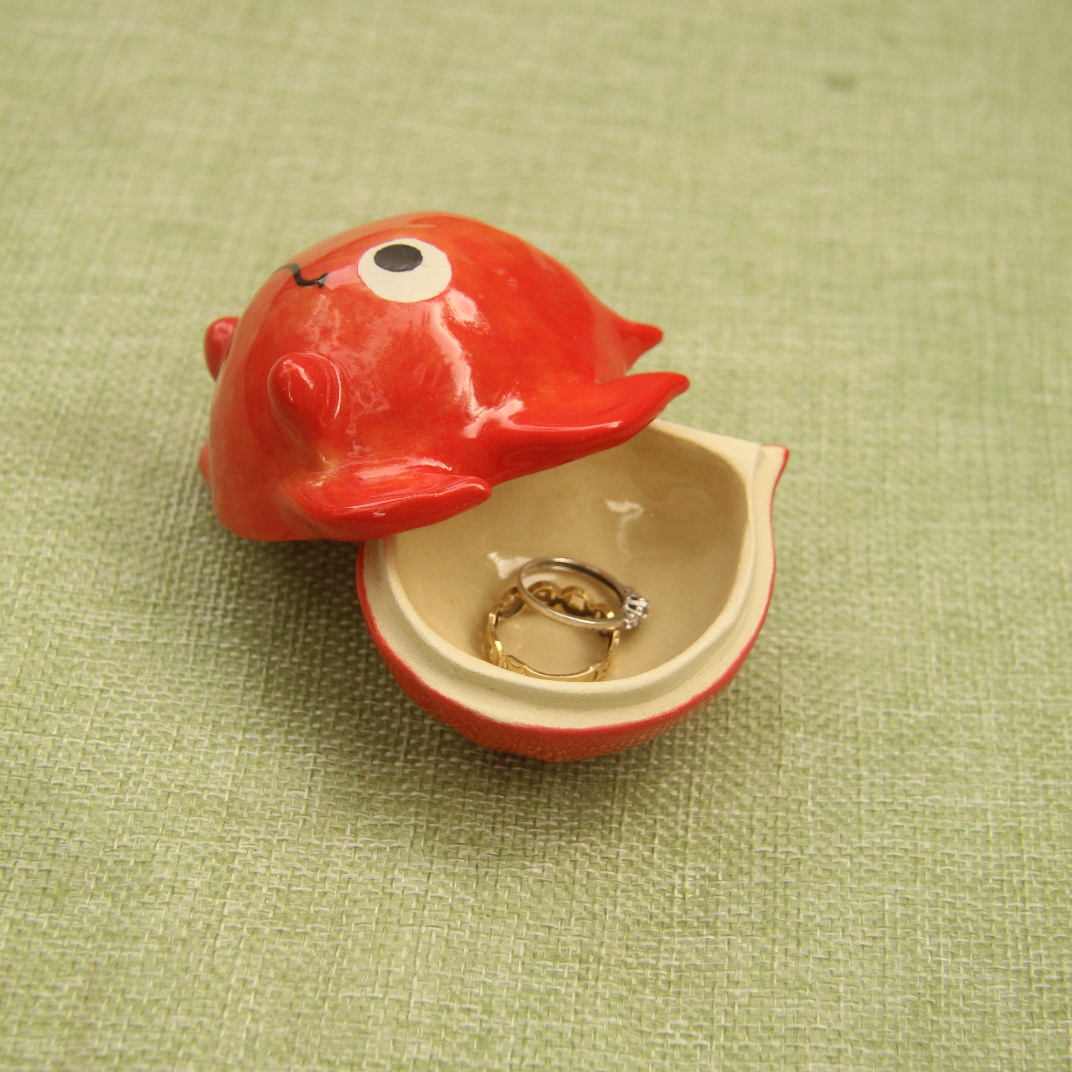 [Pre-order] Fire Demon Handmade Ceramic Jewelry Container With Lid, Handbuilt Pottery, Cute Gift For Anime Fan, Unique Birthday Gift, Adorable Valentine Gift | Totto Pottery
