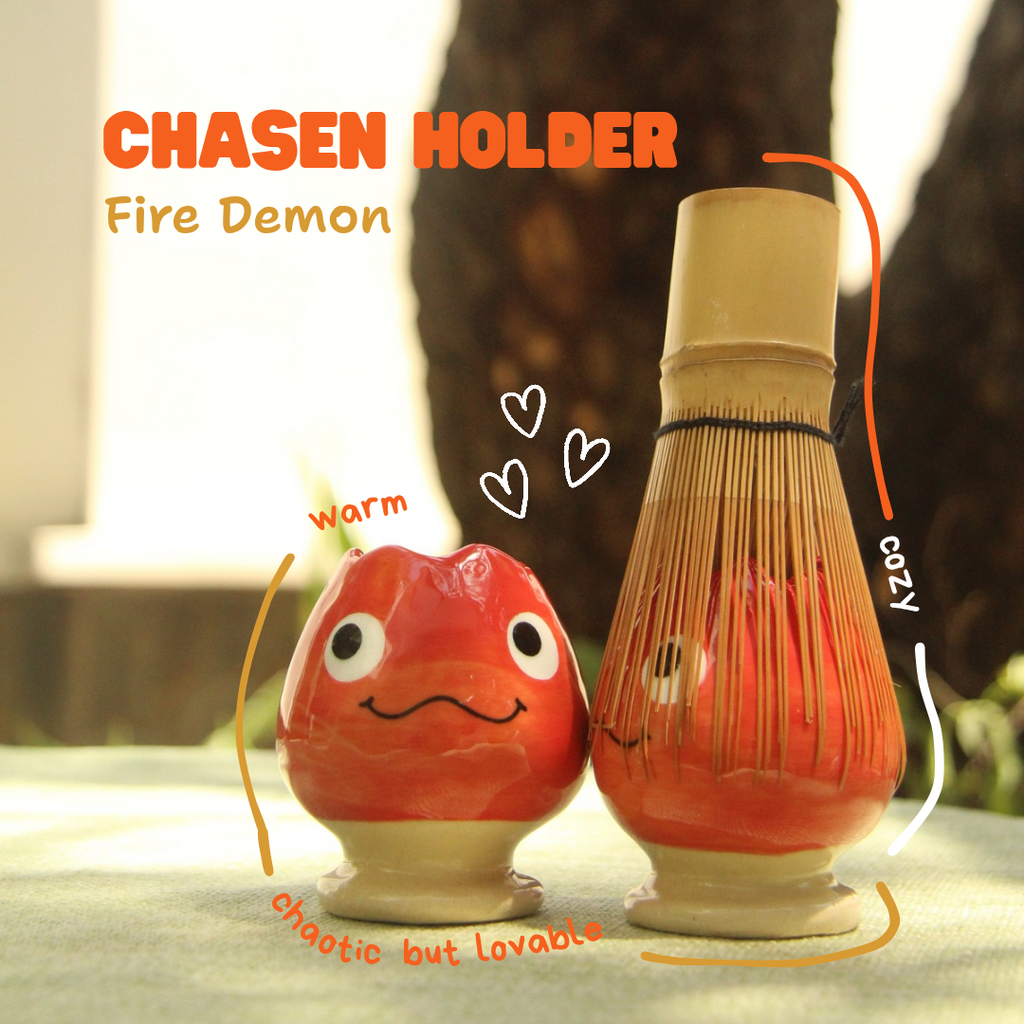 [Pre-order] Fire Demon Handmade Ceramic Chasen Holder, Handbuilt Pottery, Cute Gift For Anime Fan, Unique Birthday Gift, Adorable Valentine Gift | Totto Pottery
