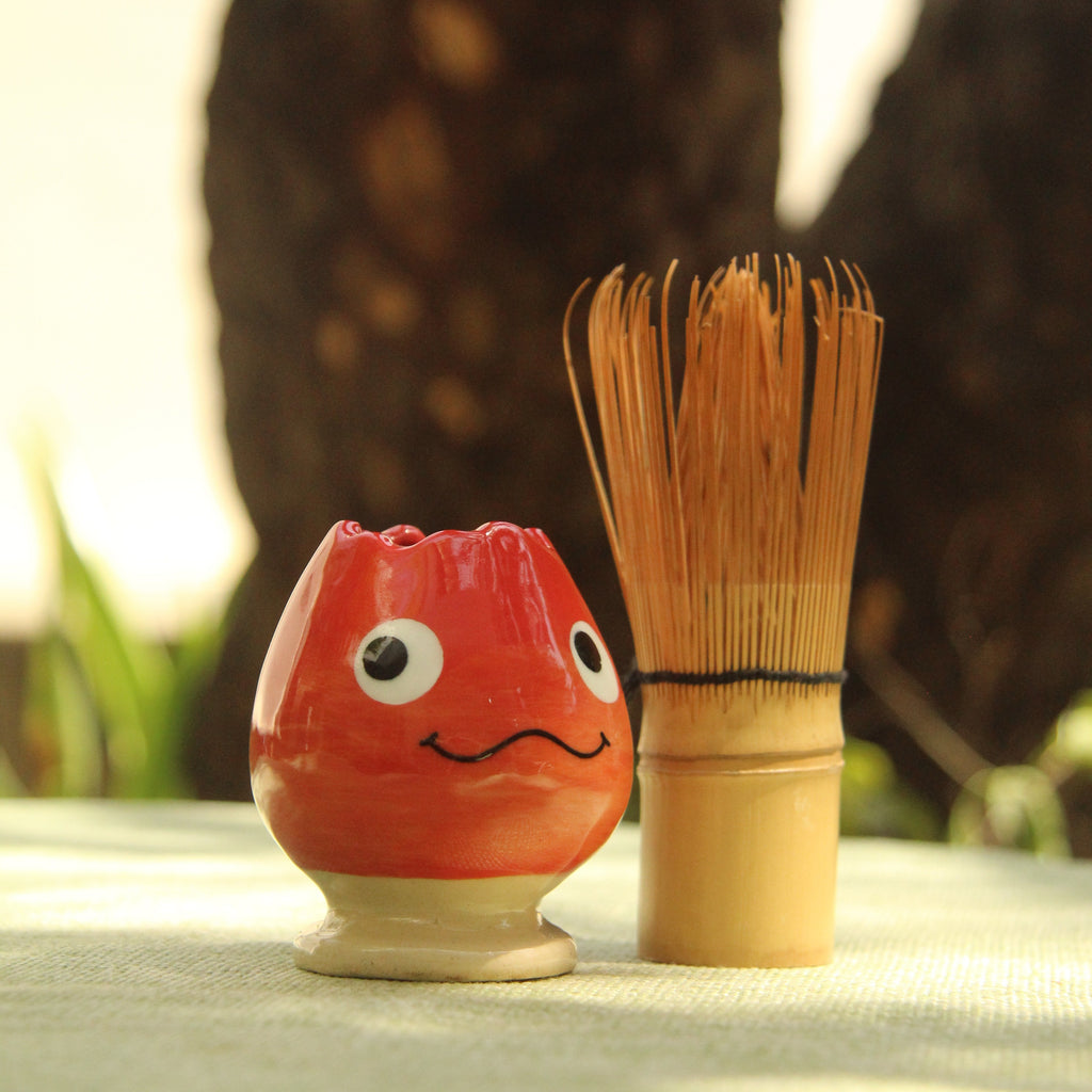 [Pre-order] Fire Demon Handmade Ceramic Chasen Holder, Handbuilt Pottery, Cute Gift For Anime Fan, Unique Birthday Gift, Adorable Valentine Gift | Totto Pottery