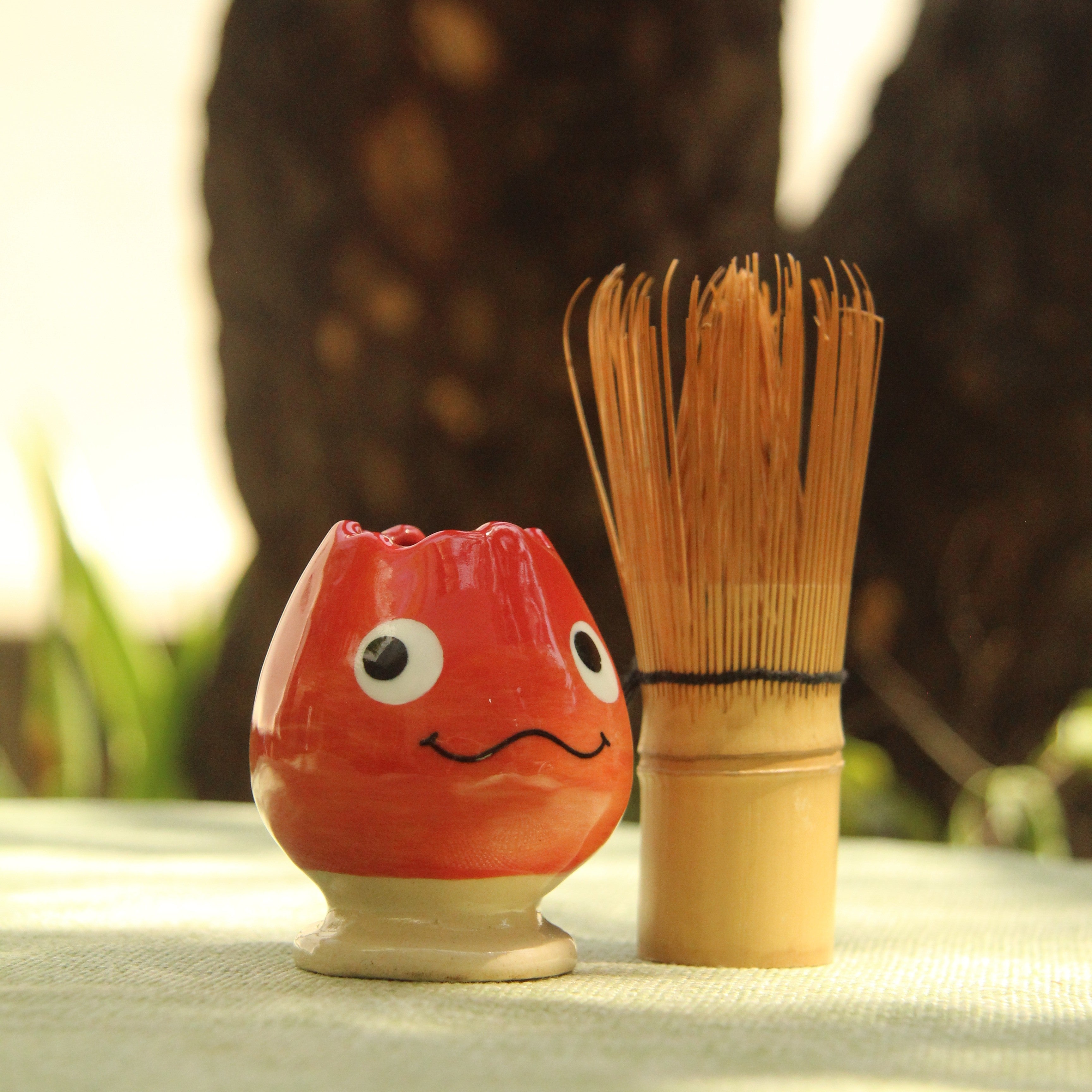 [Pre-order] Fire Demon Handmade Ceramic Chasen Holder, Handbuilt Pottery, Cute Gift For Anime Fan, Unique Birthday Gift, Adorable Valentine Gift | Totto Pottery