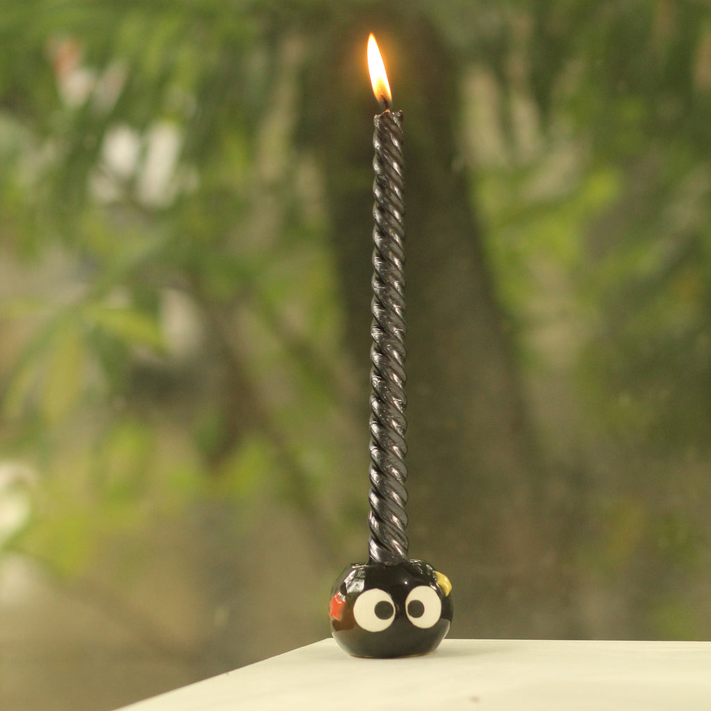 [Pre-order] Soot Handmade Ceramic Long Candle Holder, Handbuilt Pottery, Cute Gift For Anime Fan, Unique Birthday Gift, Adorable Valentine Gift | Totto Pottery