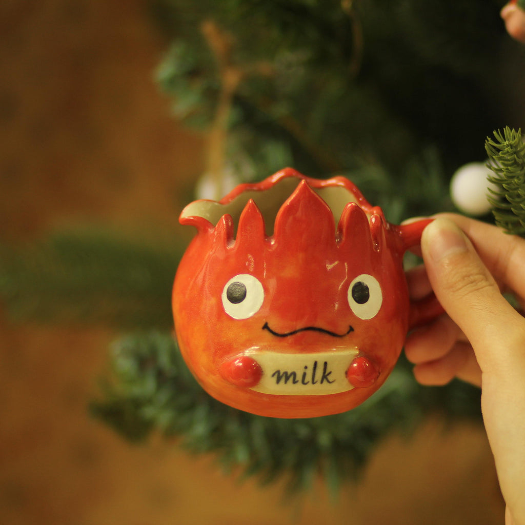 [Pre-order] Fire Demon Handmade Ceramic Milk Cup, Handbuilt Pottery, Cute Gift For Anime Fan, Unique Birthday Gift, Adorable Valentine Gift | Totto Pottery