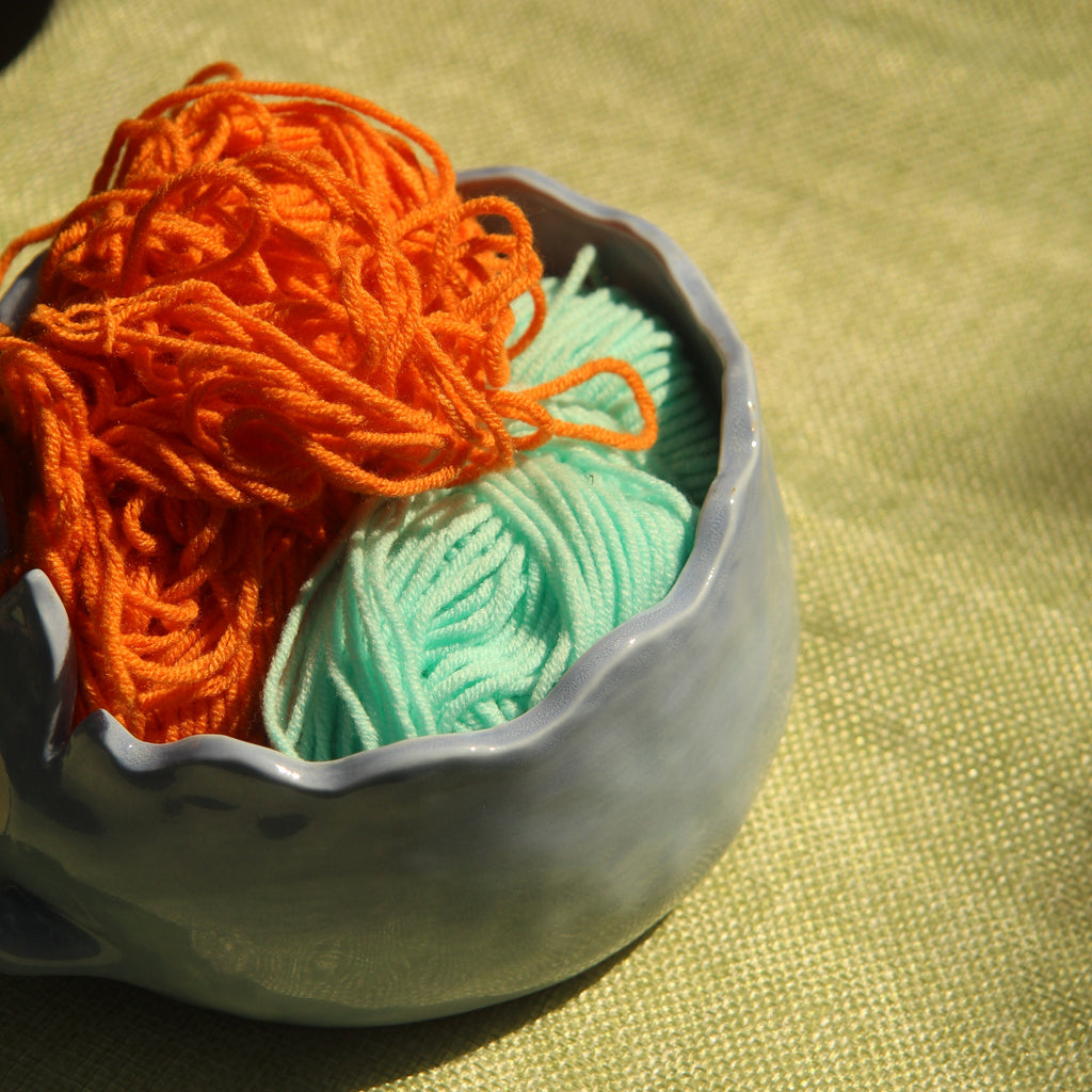 [Pre-order] Fire Demon Handmade Ceramic Yarn Bowl, Handbuilt Pottery, Cute Gift For Anime Fan, Unique Birthday Gift, Adorable Valentine Gift | Totto Pottery