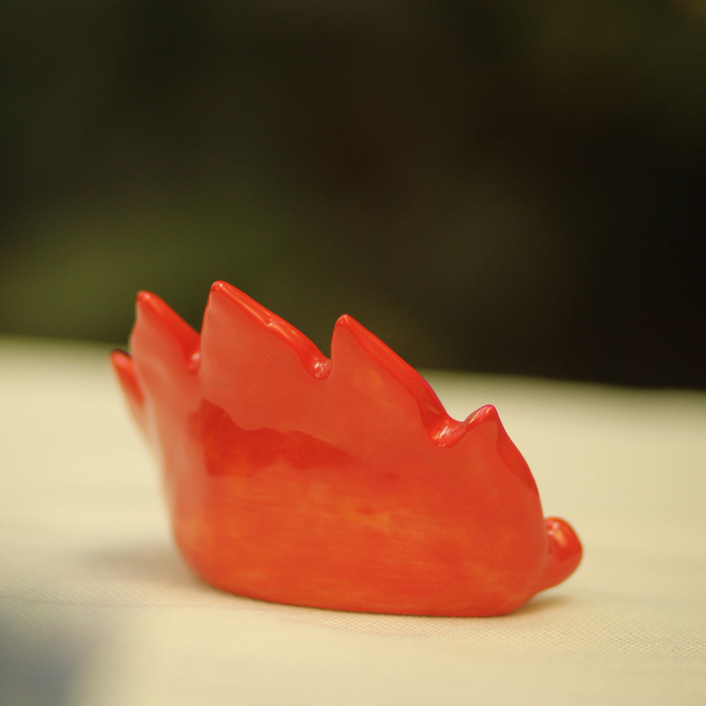 [Pre-order] Fire Demon Handmade Ceramic Spoon Rest, Handbuilt Pottery, Cute Gift For Anime Fan, Unique Birthday Gift, Adorable Valentine Gift | Totto Pottery