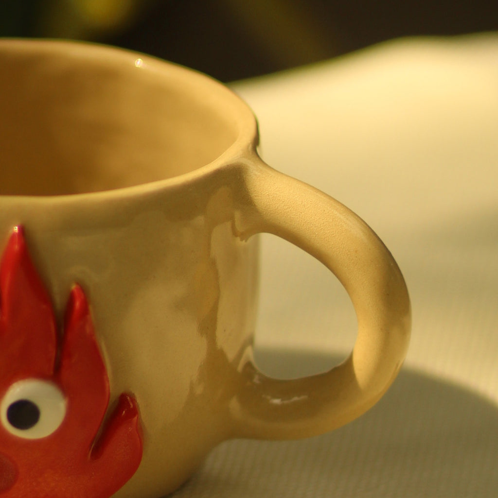 [Pre-order] Fire Demon Handmade Ceramic Handle Mug, Handbuilt Pottery, Cute Gift For Anime Fan, Unique Birthday Gift, Adorable Valentine Gift | Totto Pottery