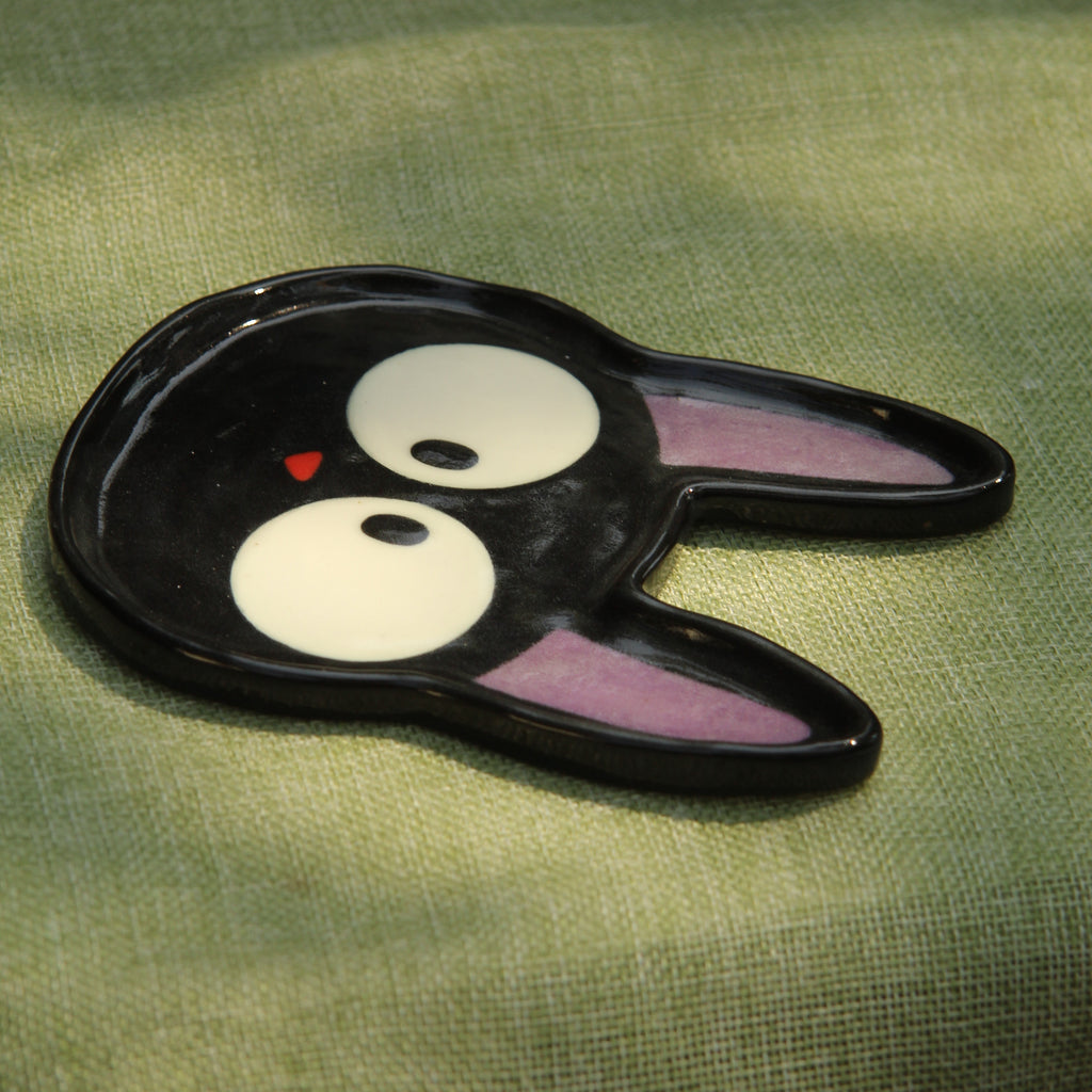[Pre-order] Black Cat Handmade Ceramic Coaster, Handbuilt Pottery, Cute Gift For Anime Fan, Unique Birthday Gift, Adorable Valentine Gift | Totto Pottery