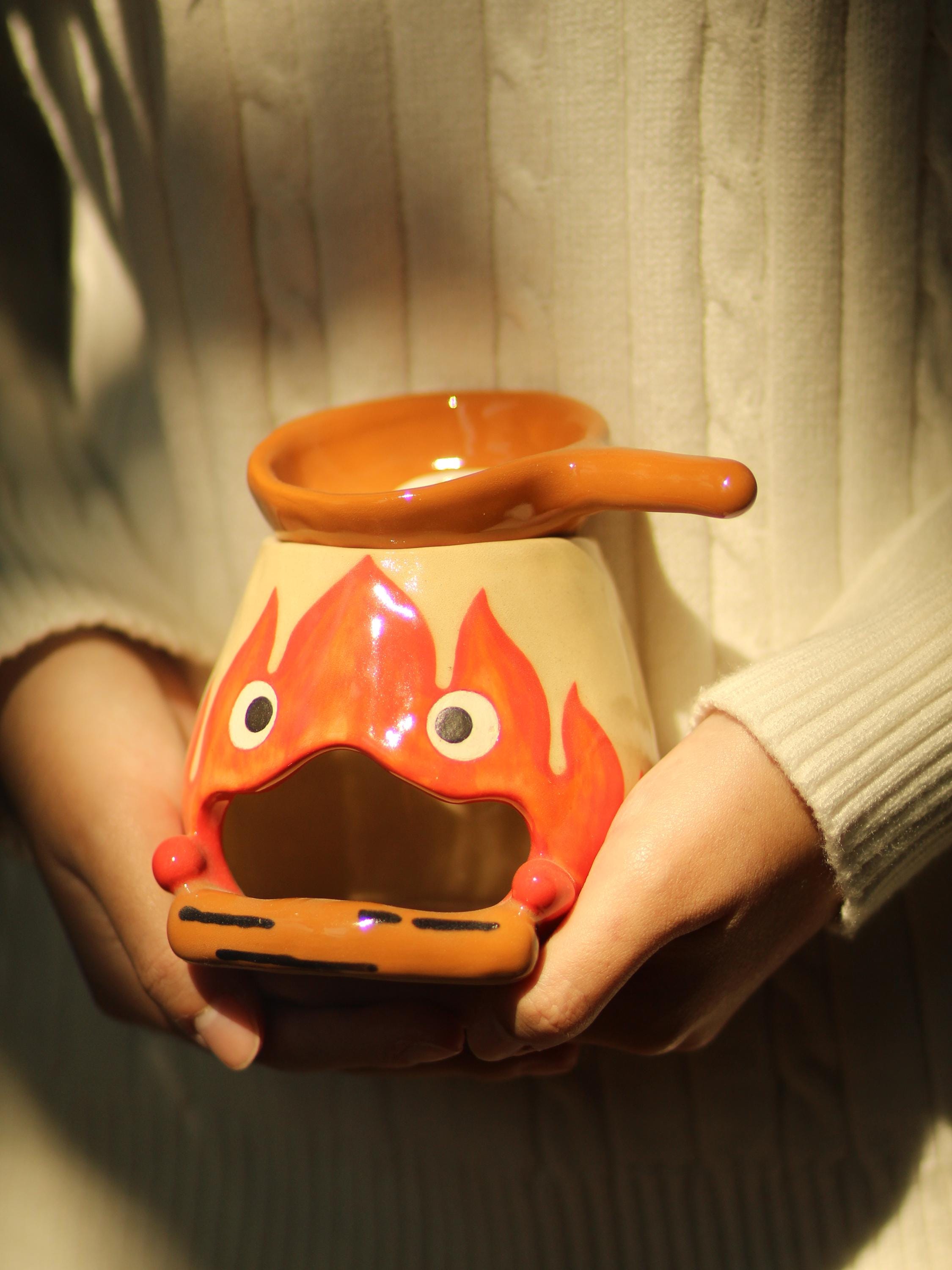 [Pre-order] Fire Demon Handmade Ceramic Wax Melts, Oil Burner, Handbuilt Pottery, Cute Gift For Anime Fan, Unique Birthday Gift, Adorable Valentine Gift | Totto Pottery
