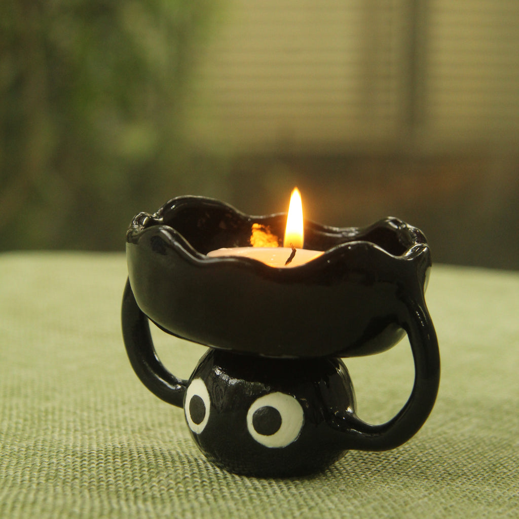 [Pre-order] Soot Handmade Ceramic Candle Holder, Handbuilt Pottery, Cute Gift For Anime Fan, Unique Birthday Gift, Adorable Valentine Gift | Totto Pottery