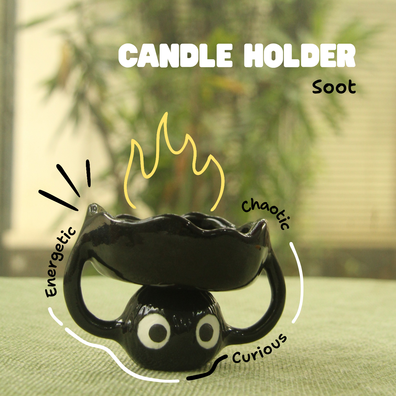 [Pre-order] Soot Handmade Ceramic Candle Holder, Handbuilt Pottery, Cute Gift For Anime Fan, Unique Birthday Gift, Adorable Valentine Gift | Totto Pottery