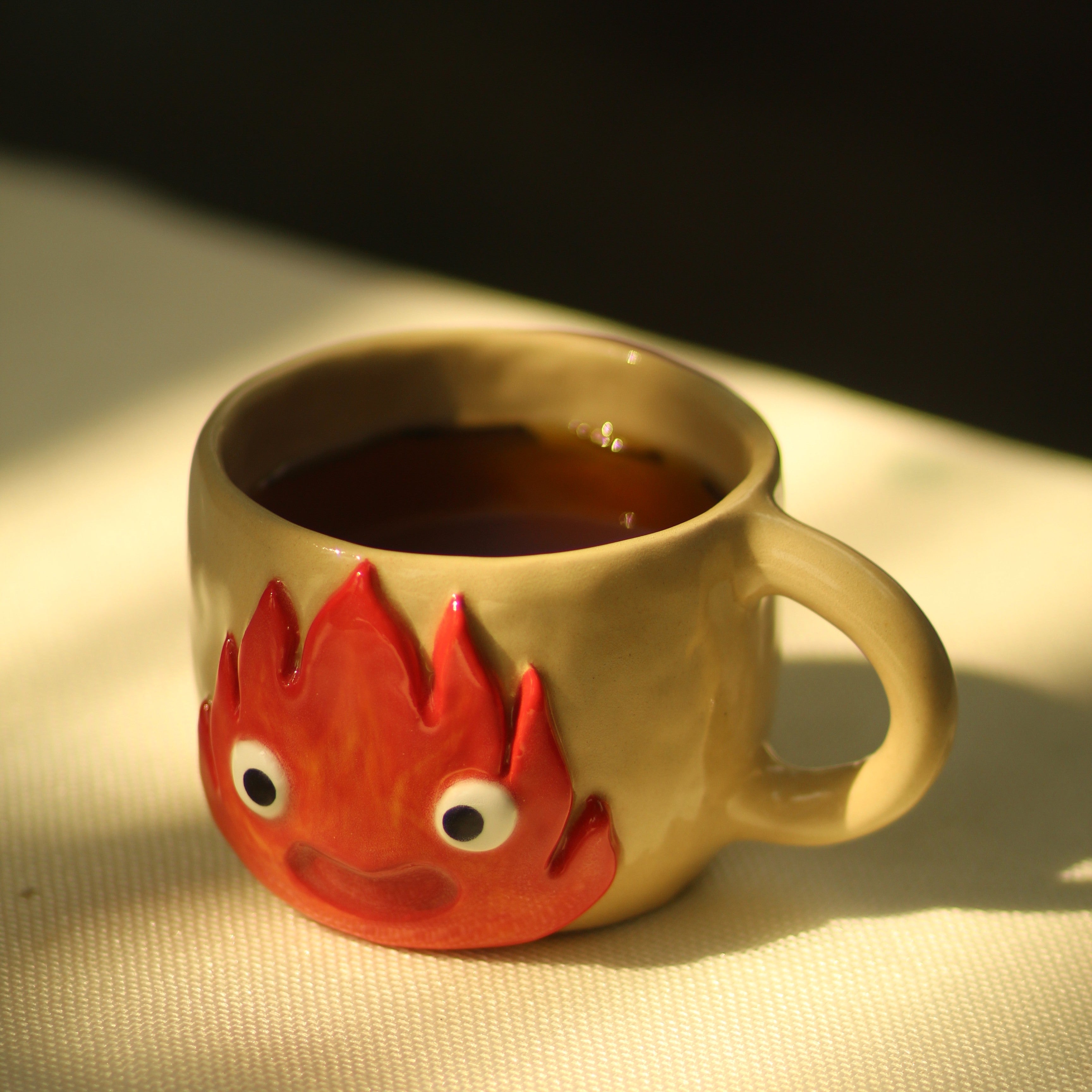 [Pre-order] Fire Demon Handmade Ceramic Handle Mug, Handbuilt Pottery, Cute Gift For Anime Fan, Unique Birthday Gift, Adorable Valentine Gift | Totto Pottery