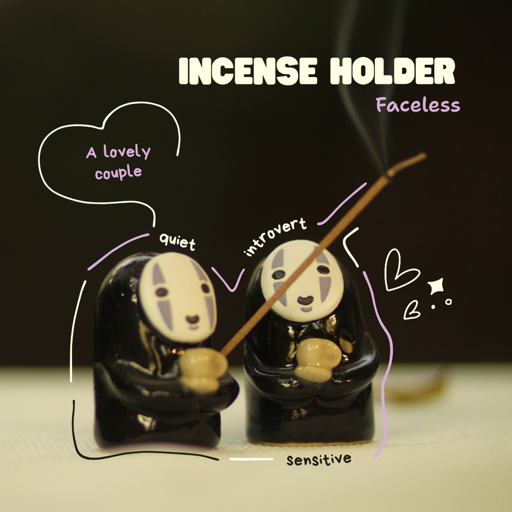 [Pre-order] Faceless Handmade Ceramic Incense Holder, Handbuilt Pottery, Cute Gift For Anime Fan, Unique Birthday Gift, Adorable Valentine Gift | Totto Pottery