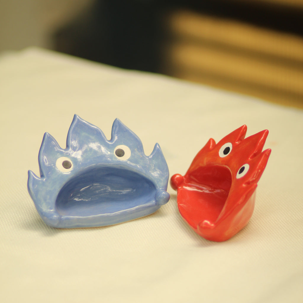 [Pre-order] Fire Demon Handmade Ceramic Spoon Rest, Handbuilt Pottery, Cute Gift For Anime Fan, Unique Birthday Gift, Adorable Valentine Gift | Totto Pottery