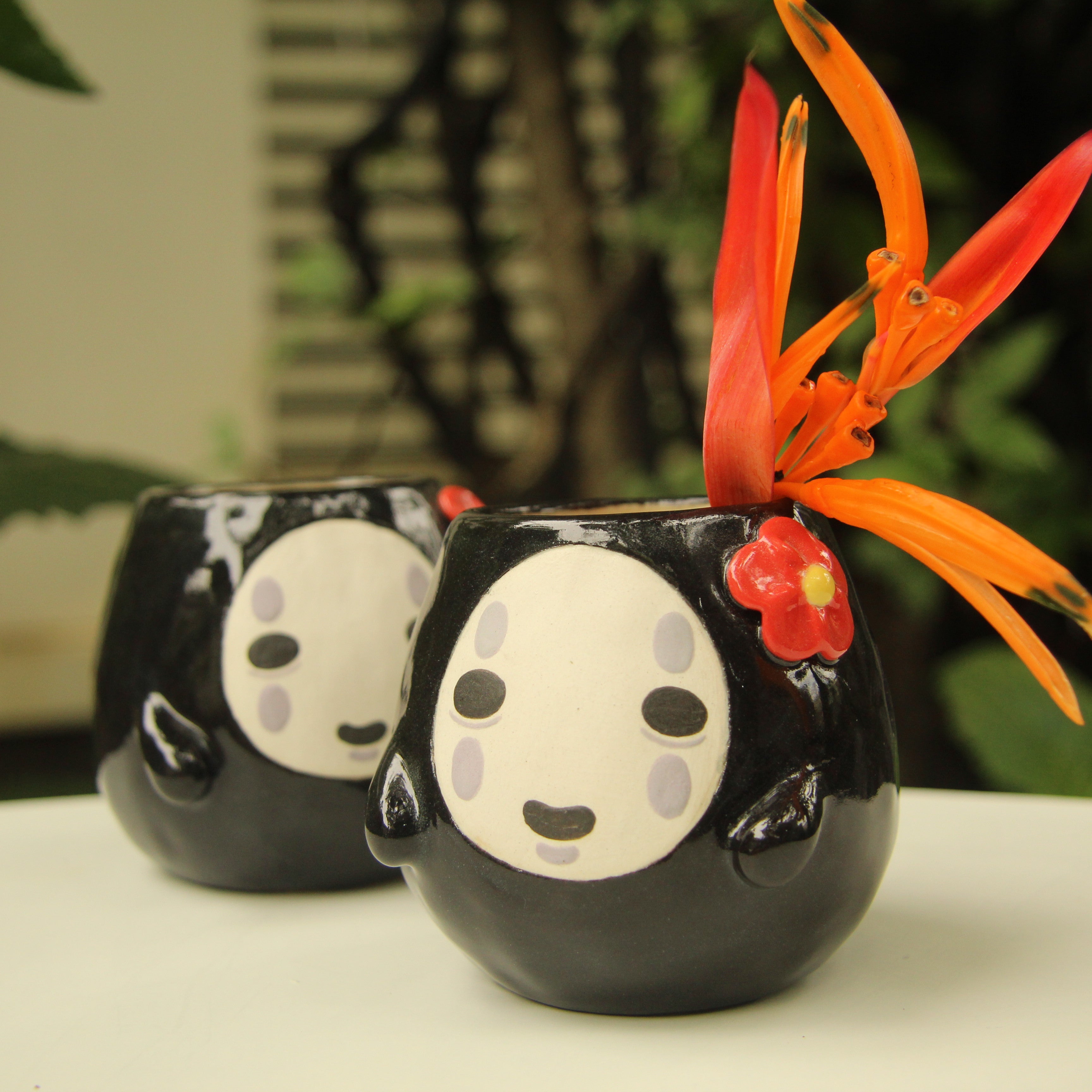 [Pre-order] Faceless Handmade Ceramic Flower Vases, Handbuilt Pottery, Cute Gift For Anime Fan, Unique Birthday Gift, Adorable Valentine Gift | Totto Pottery