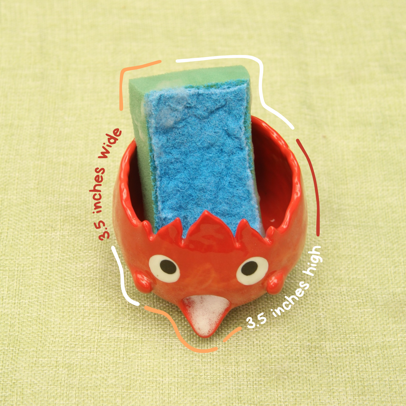 [Pre-order] Fire Demon Handmade Ceramic Sponge Holder, Handbuilt Pottery, Cute Gift For Anime Fan, Unique Birthday Gift, Adorable Valentine Gift | Totto Pottery