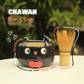 [Pre-order] Black Cat Handmade Ceramic Matcha Bowl, Handbuilt Pottery, Cute Gift For Anime Fan, Unique Birthday Gift, Adorable Valentine Gift | Totto Pottery