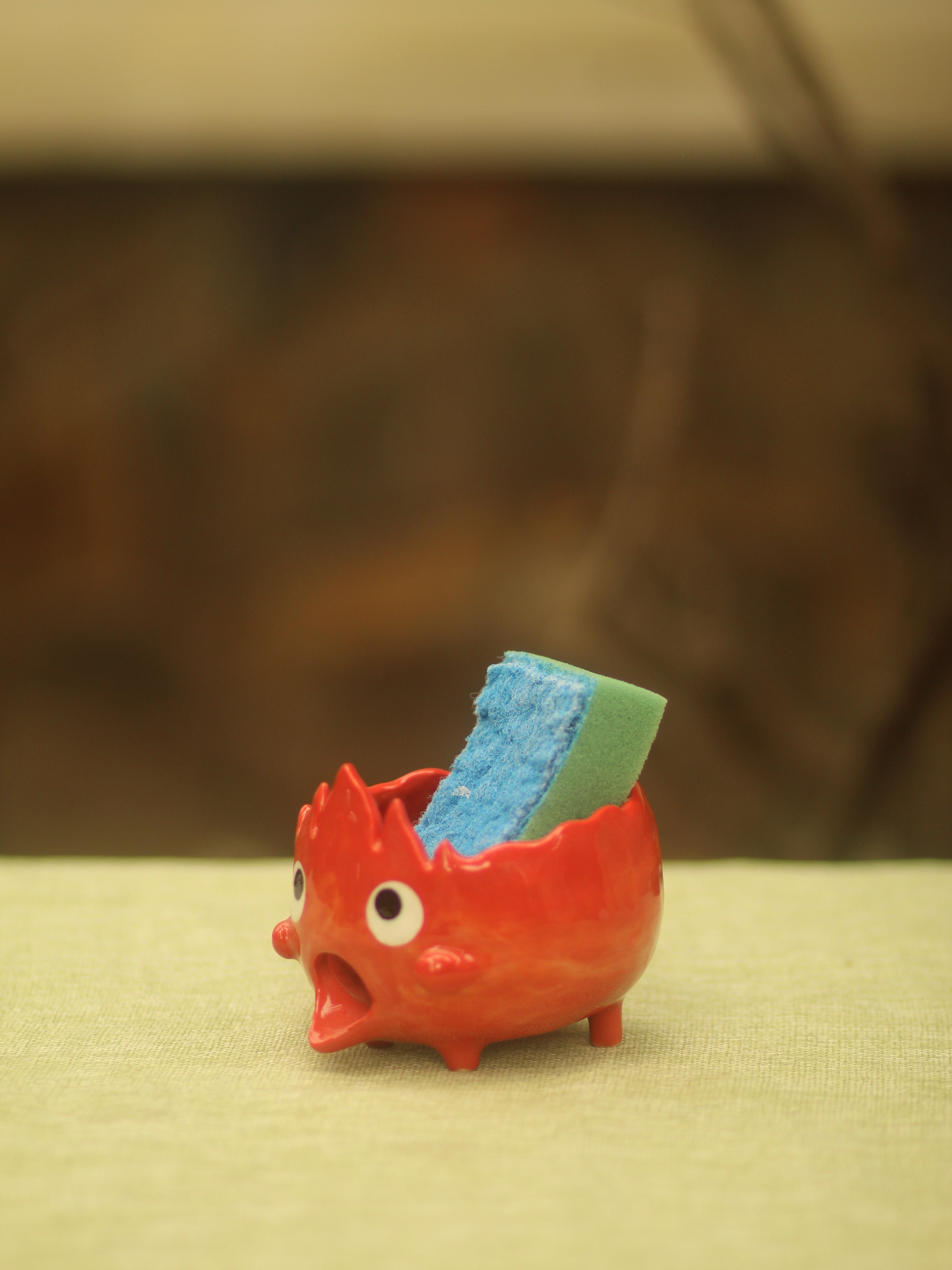 [Pre-order] Fire Demon Handmade Ceramic Sponge Holder, Handbuilt Pottery, Cute Gift For Anime Fan, Unique Birthday Gift, Adorable Valentine Gift | Totto Pottery