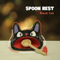 [Pre-order] Black Cat Handmade Ceramic Spoon Rest, Handbuilt Pottery, Cute Gift For Anime Fan, Unique Birthday Gift, Adorable Valentine Gift | Totto Pottery