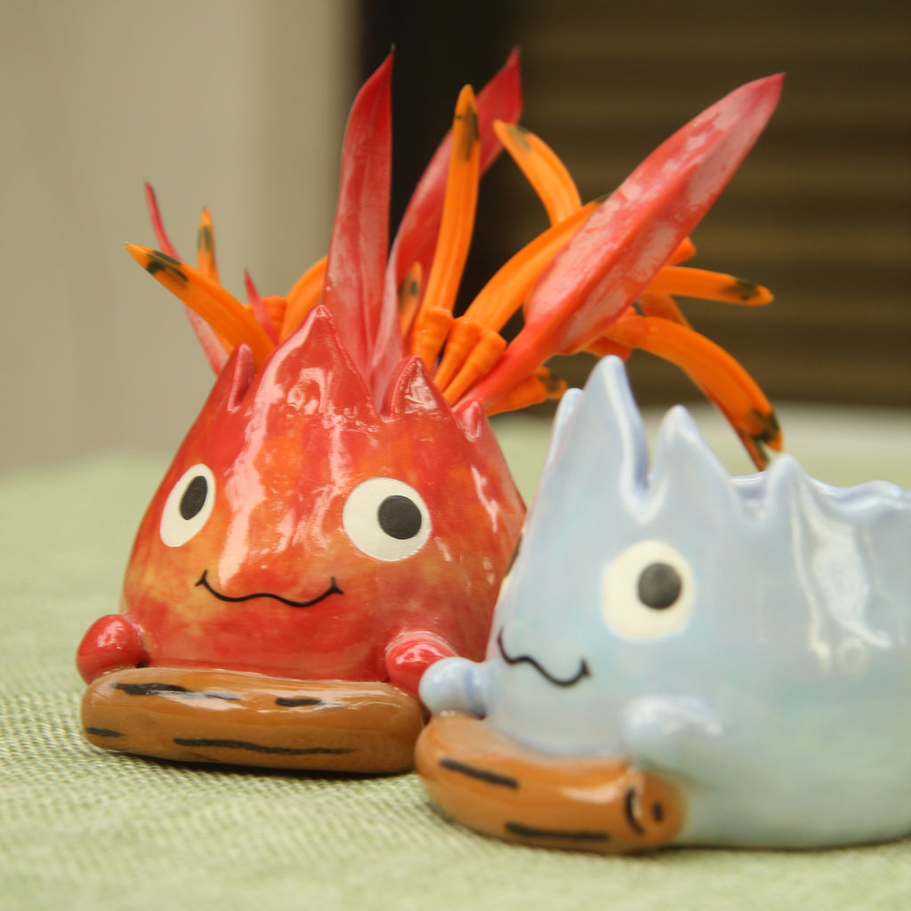 [Pre-order] Fire Demon Handmade Ceramic Flower Vases, Handbuilt Pottery, Cute Gift For Anime Fan, Unique Birthday Gift, Adorable Valentine Gift | Totto Pottery
